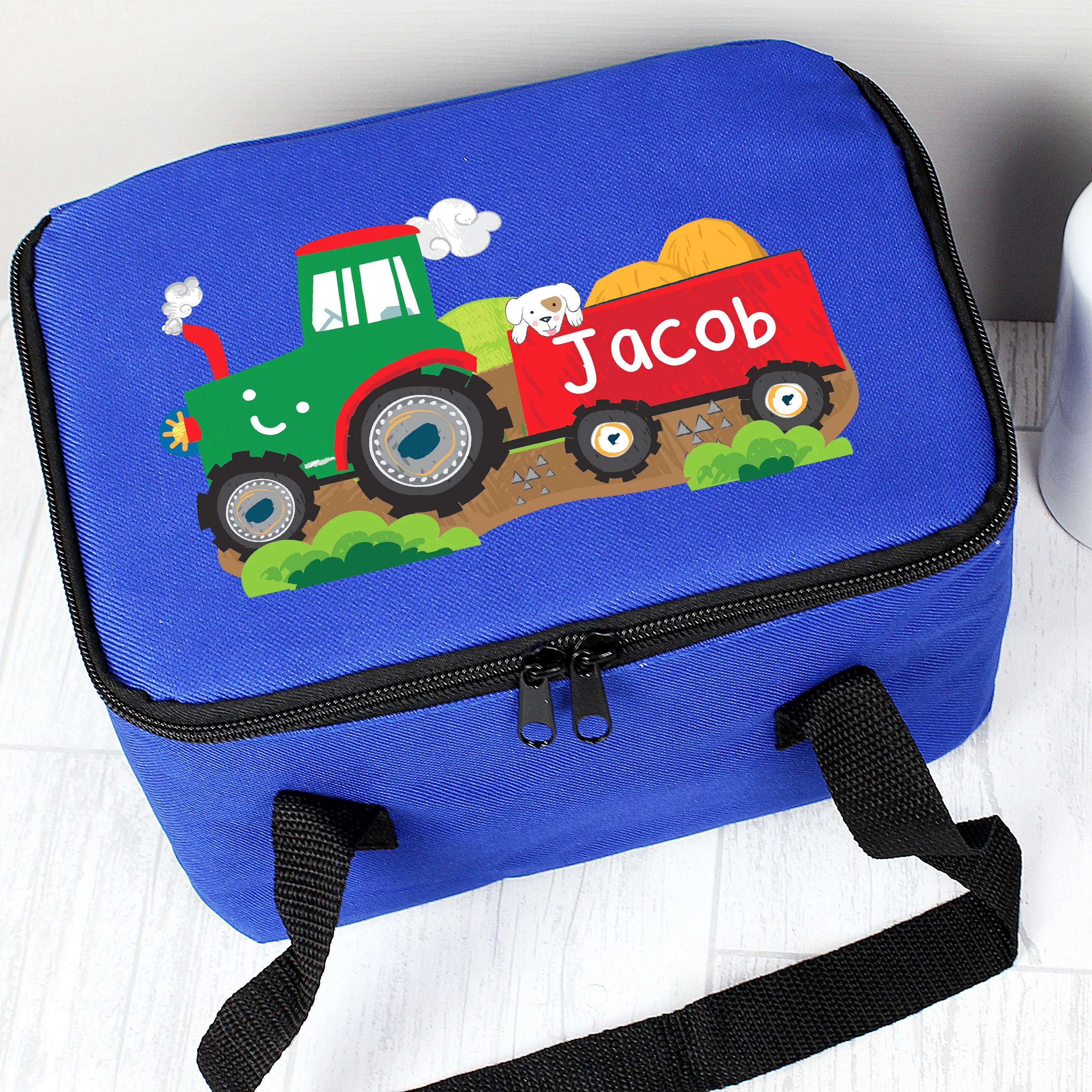 Personalised Tractor Blue Lunch Bag - Image 5