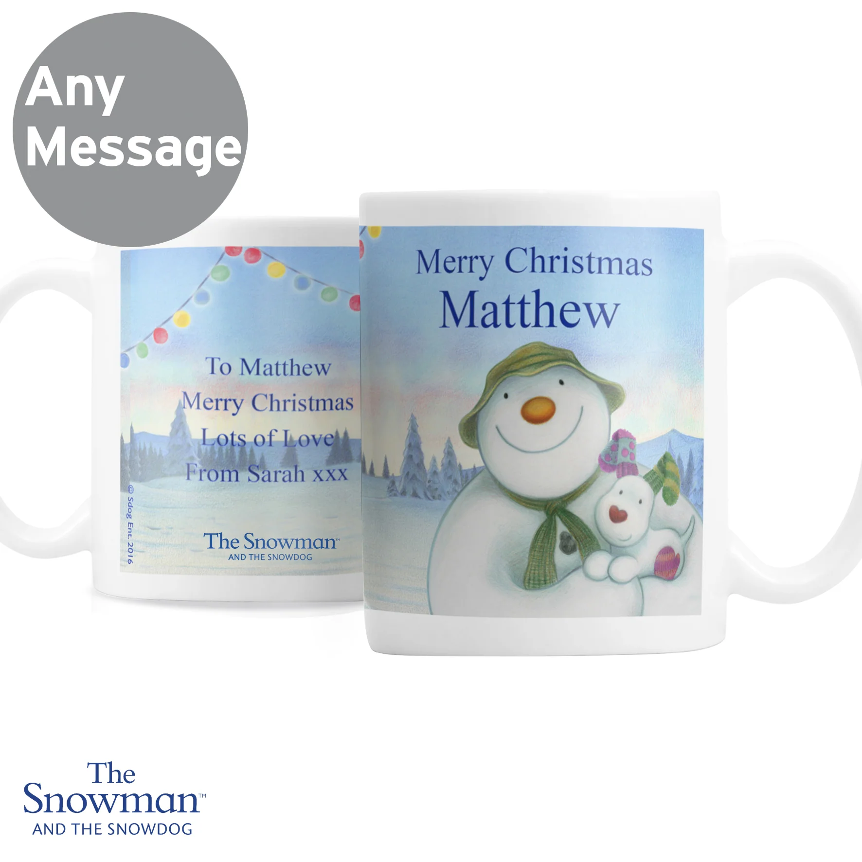 Personalised Traditional The Snowman and the Snowdog Mug - Image 10