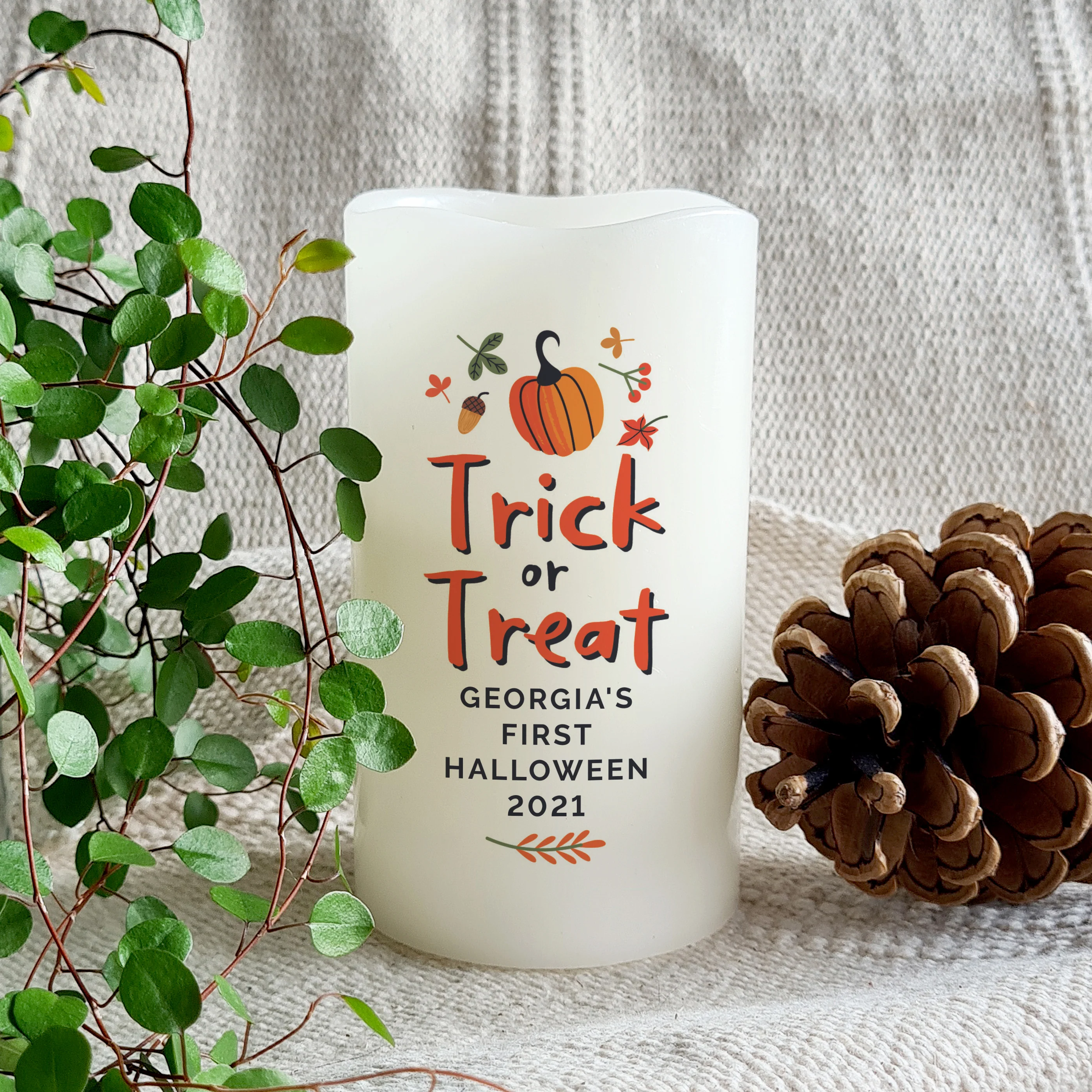 Personalised Trick or Treat LED Candle - Image 2