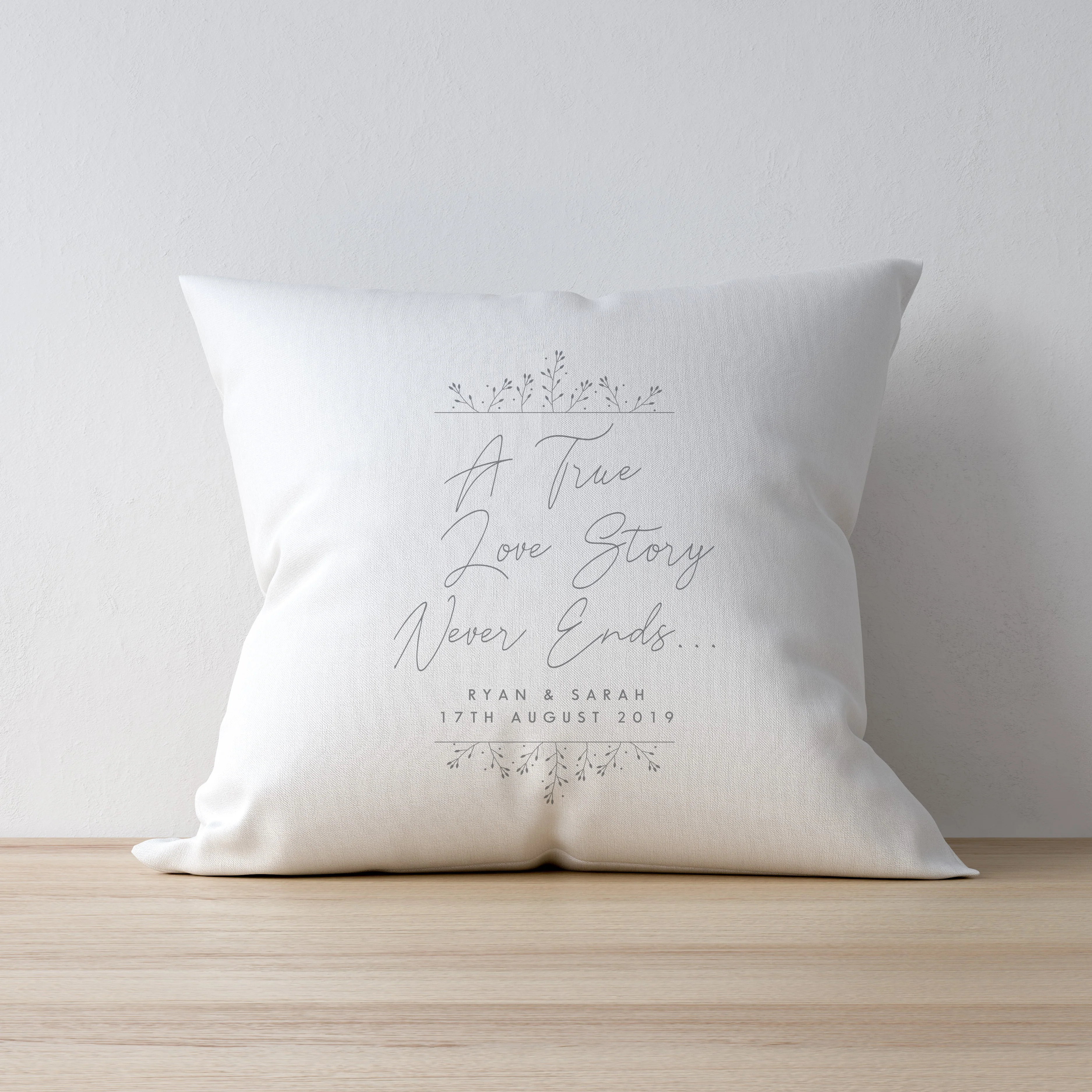 Personalised True Love Story White Cushion - Image 3