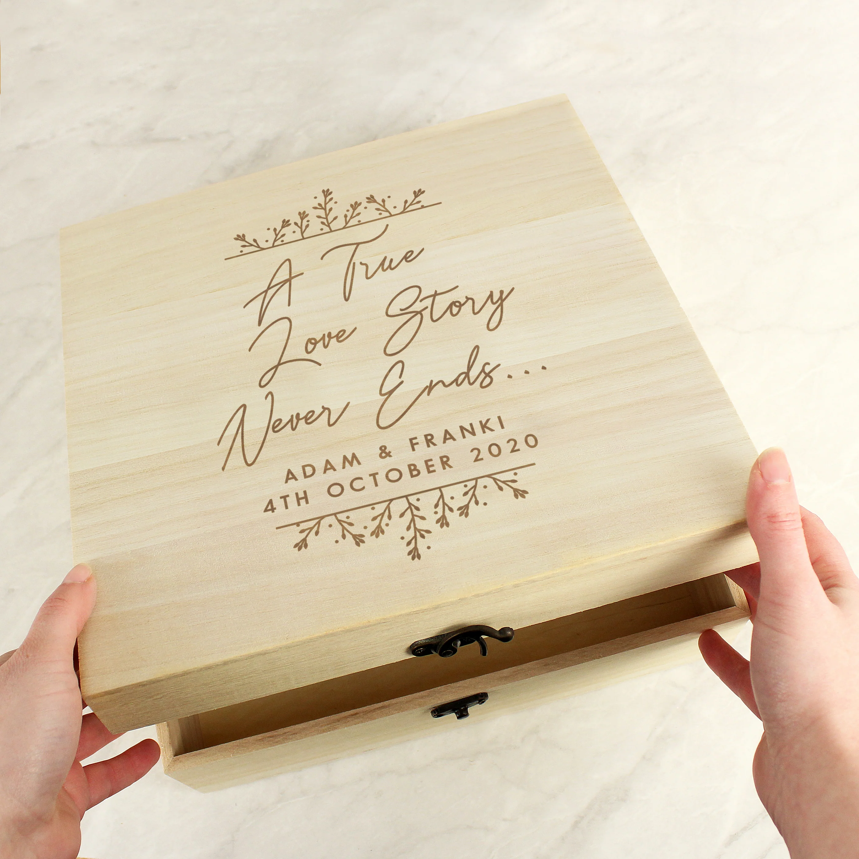 Personalised True Love Story Wooden Keepsake Box - Image 2