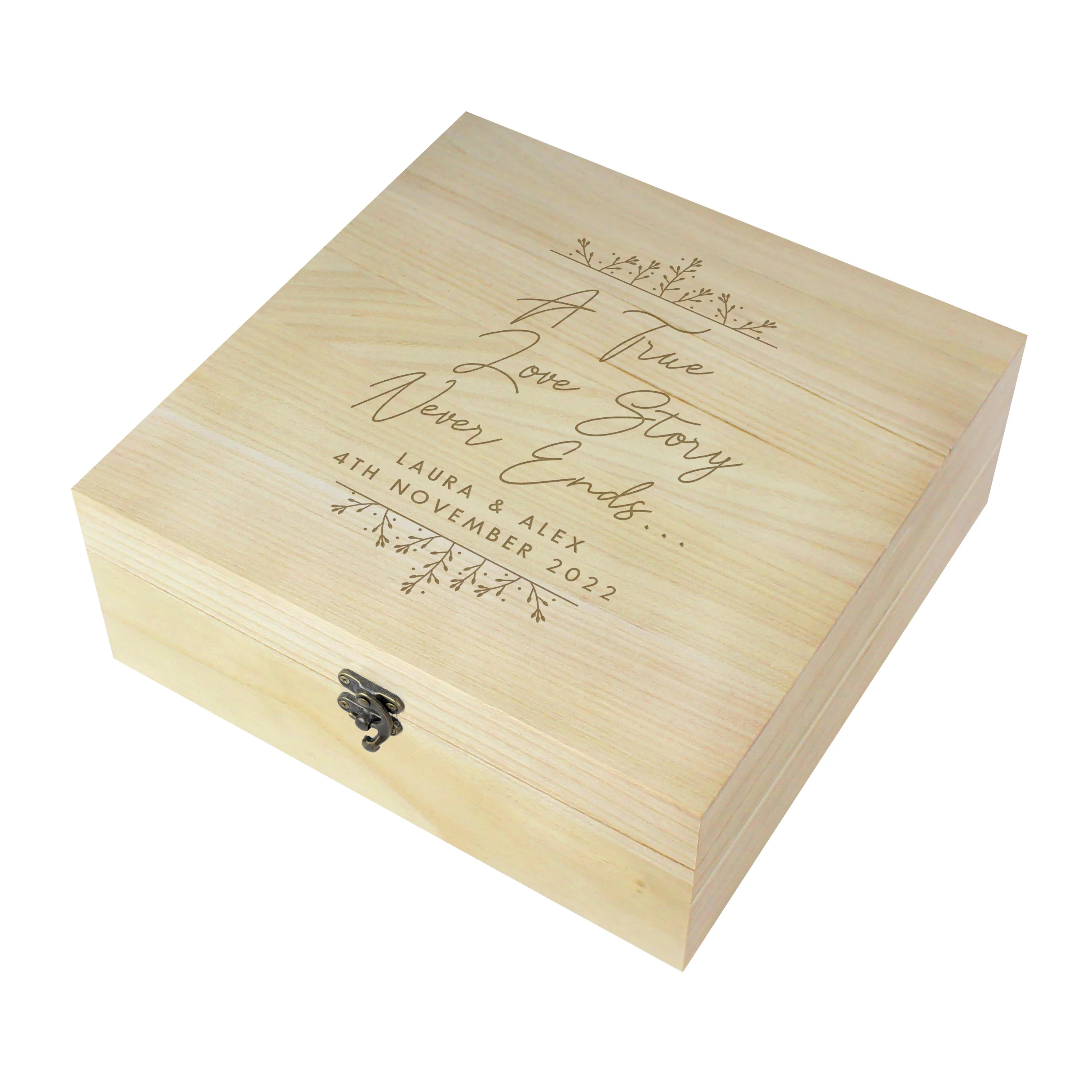 Personalised True Love Story Wooden Keepsake Box - Image 3