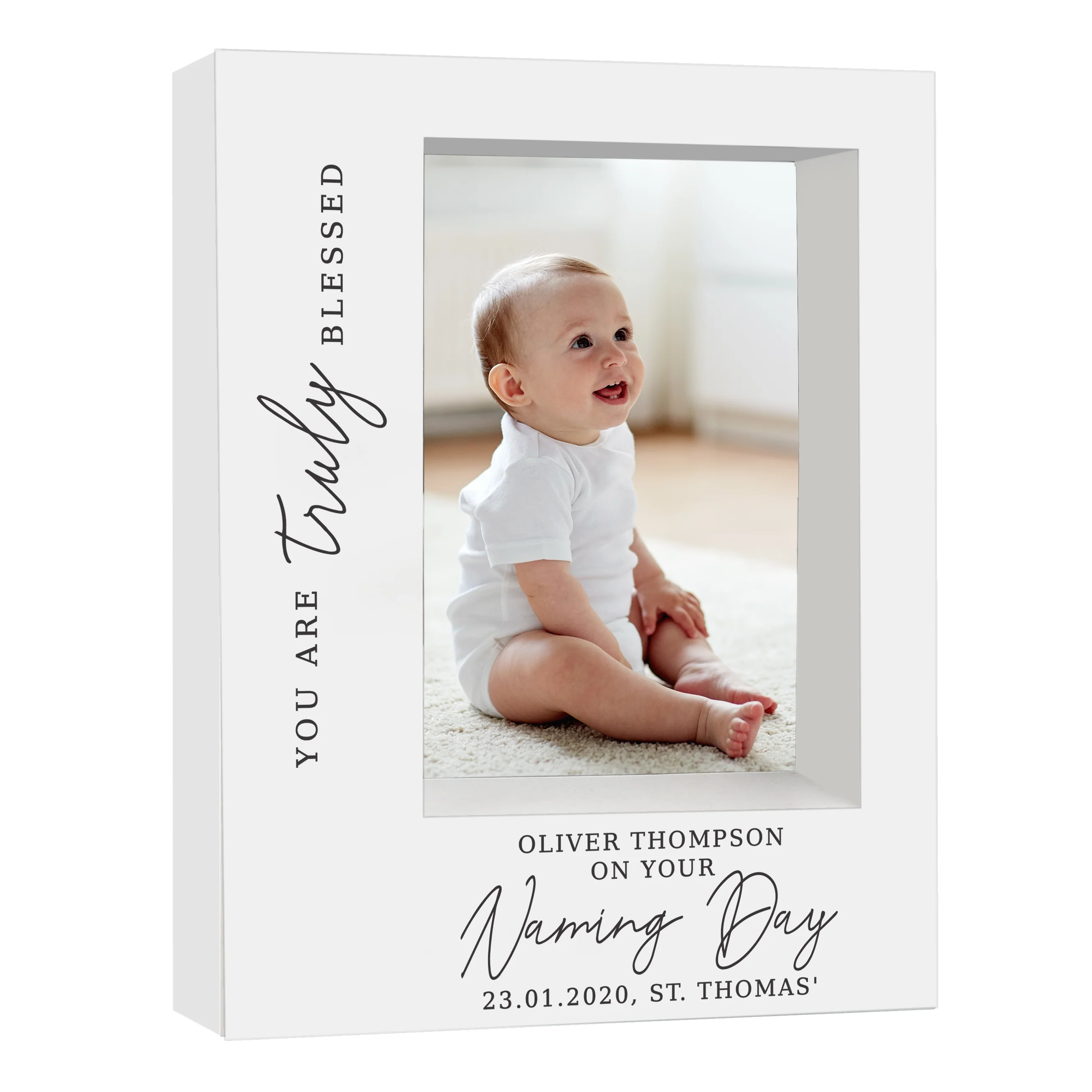Personalised 'Truly Blessed' Naming Day 5x7 Box Photo Frame - Image 2