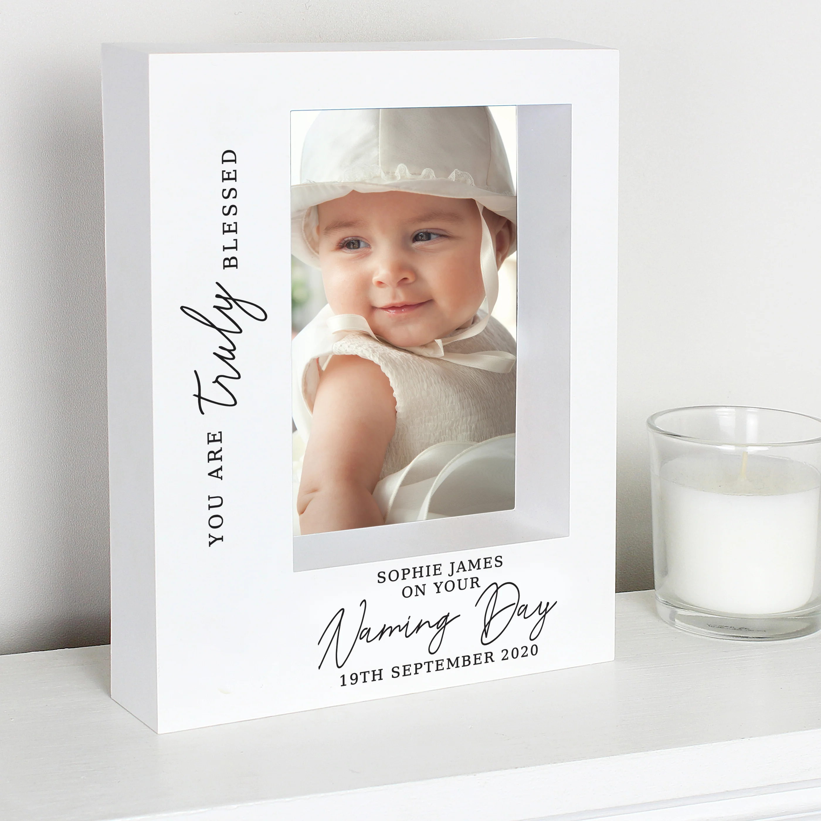 Personalised 'Truly Blessed' Naming Day 5x7 Box Photo Frame - Image 3