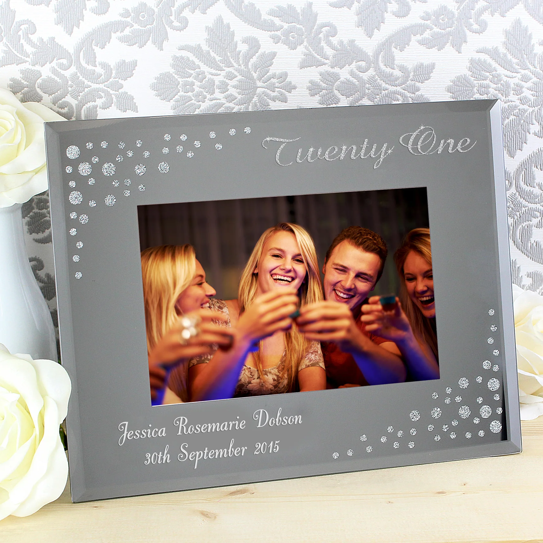 Personalised Twenty One Diamante 6x4 Glass Photo Frame - Image 2