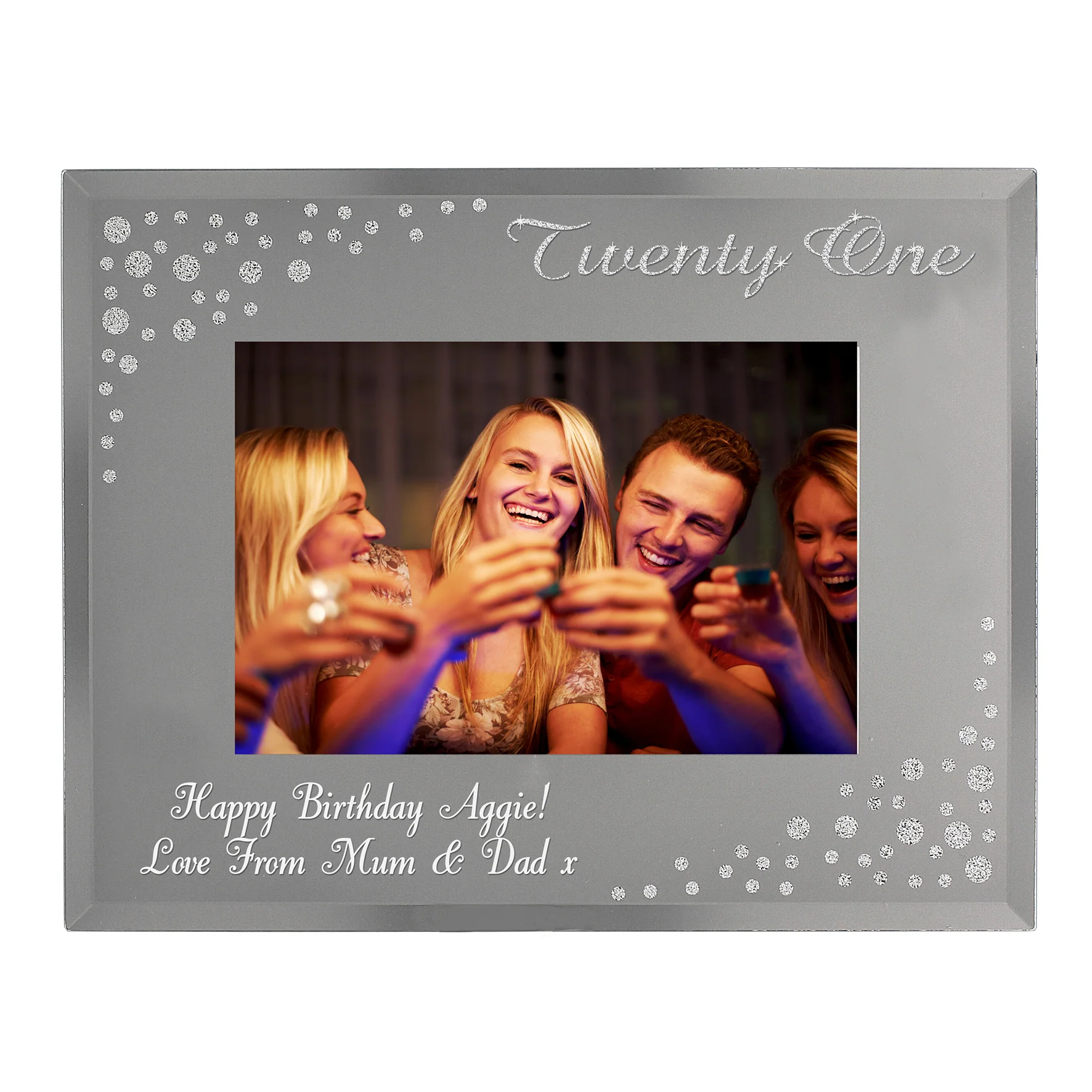 Personalised Twenty One Diamante 6x4 Glass Photo Frame - Image 3