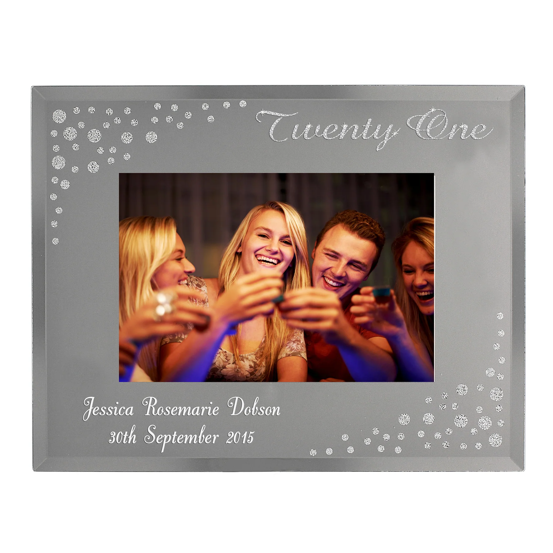 Personalised Twenty One Diamante 6x4 Glass Photo Frame - Image 4