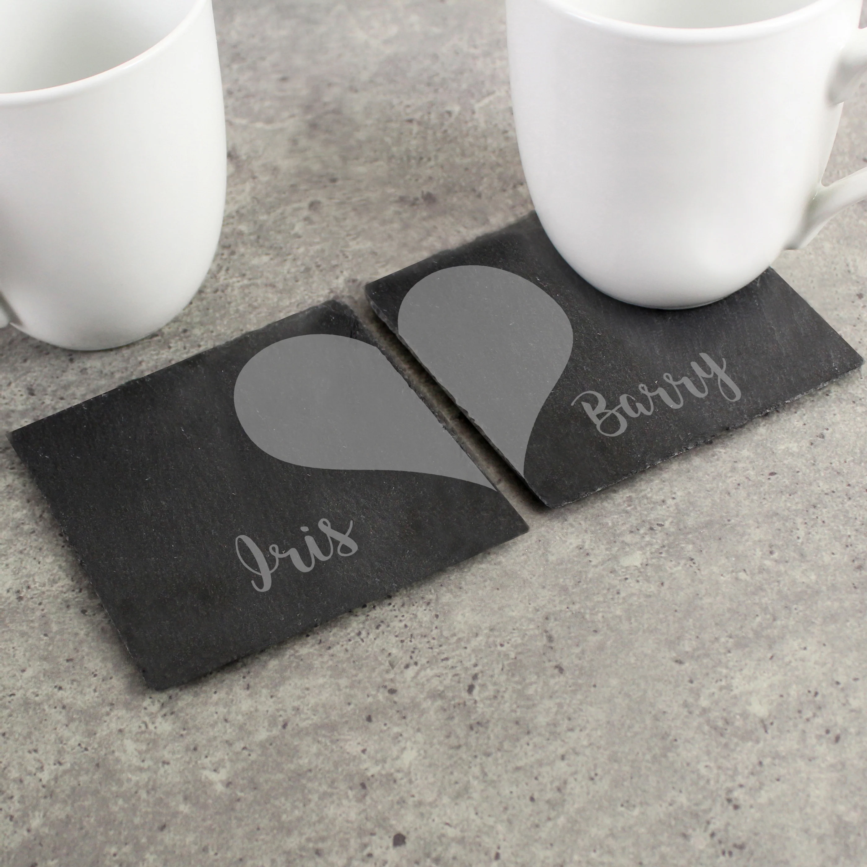 Personalised Two Hearts Slate Coaster Set - Image 2