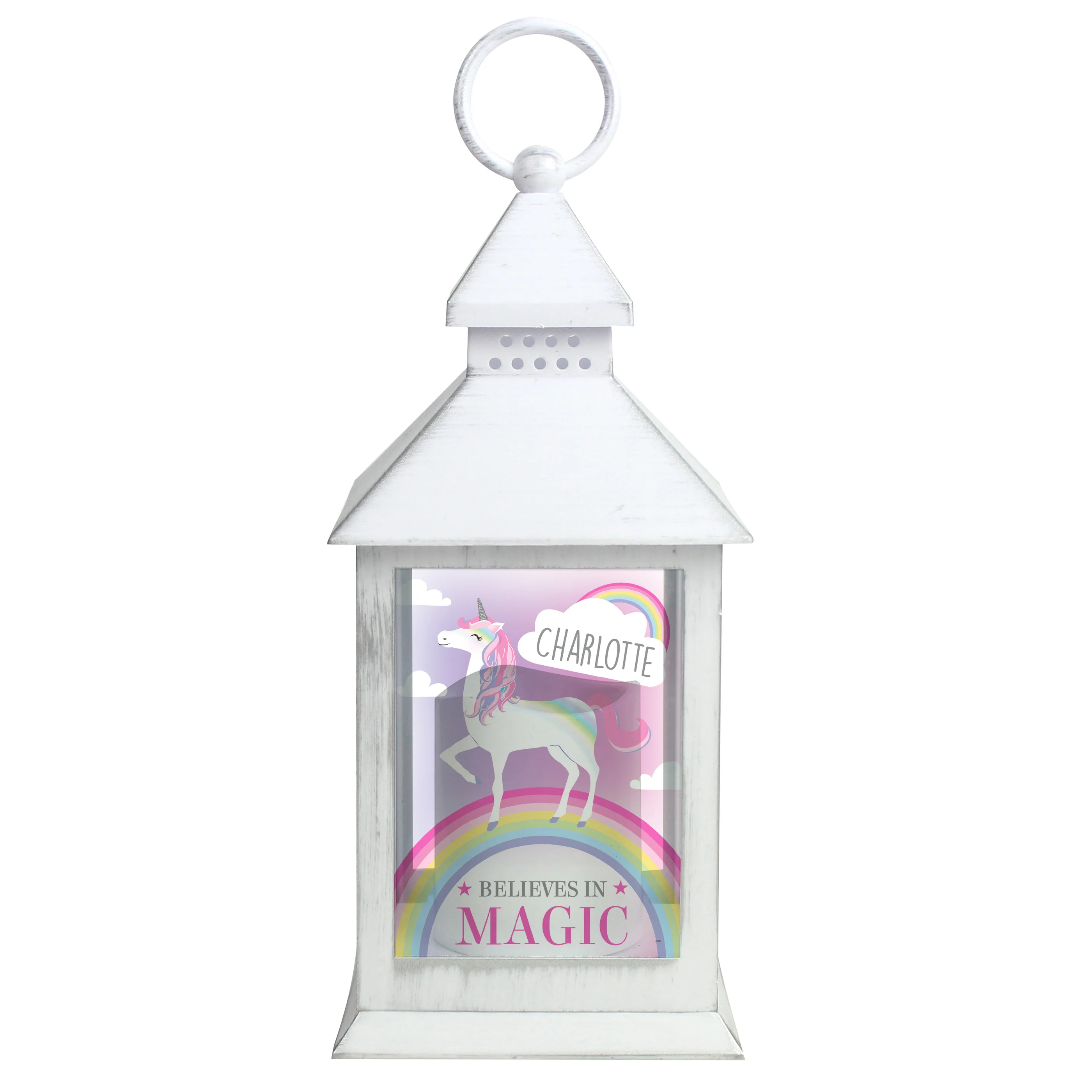 Personalised Unicorn Frost White Lantern - Image 5