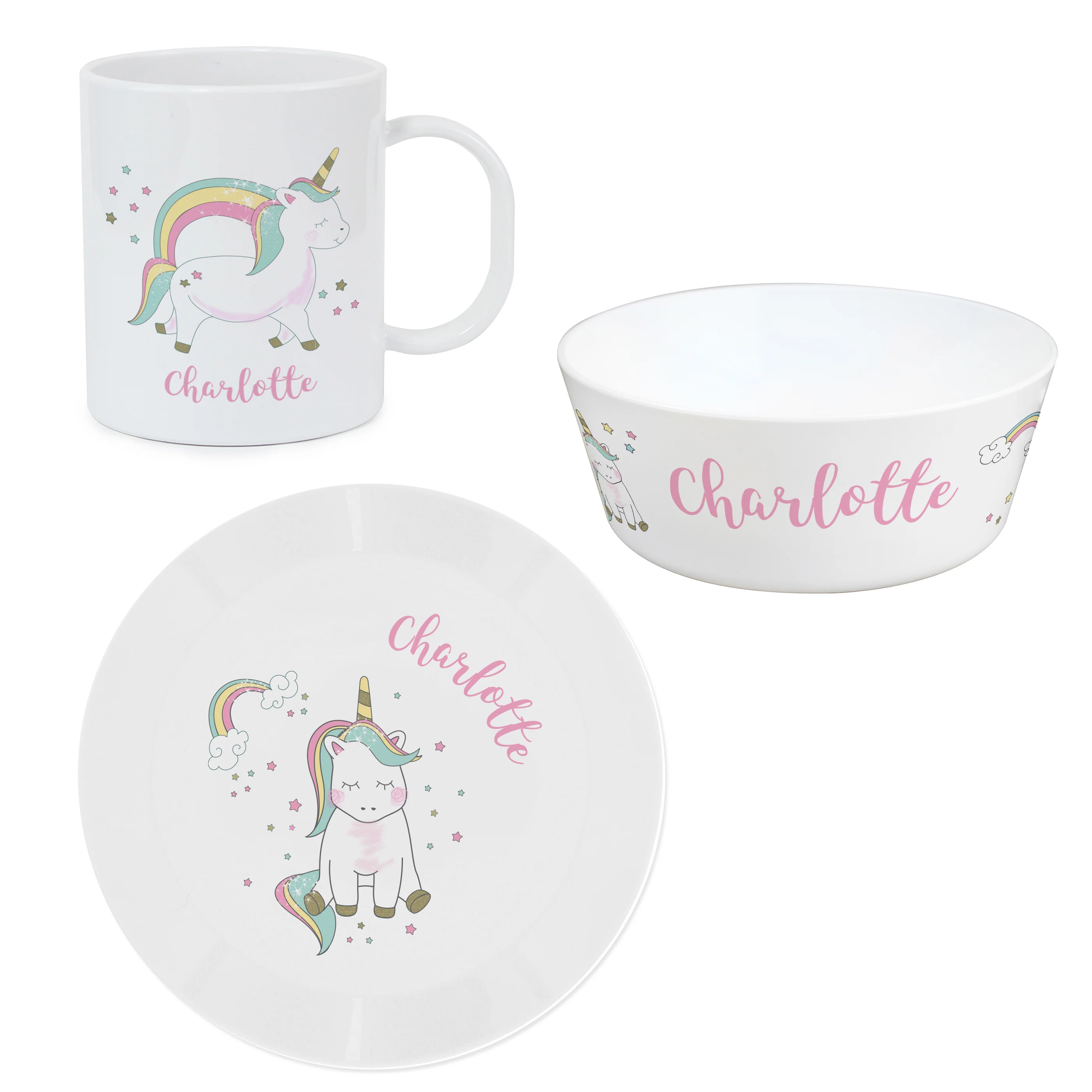 Personalised Unicorn Plastic Breakfast Set - Image 3