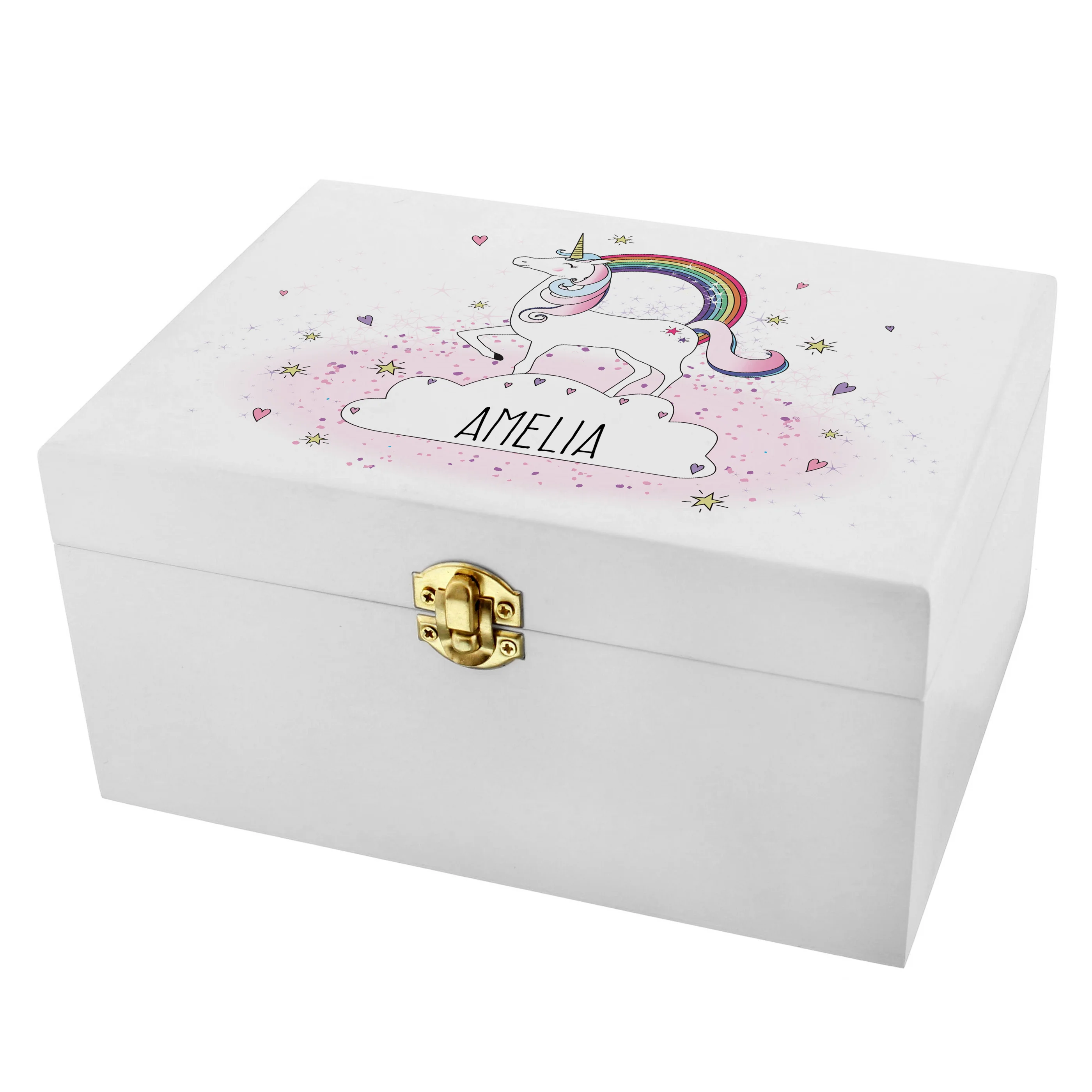 Personalised Unicorn White Wooden Keepsake Box - Image 2