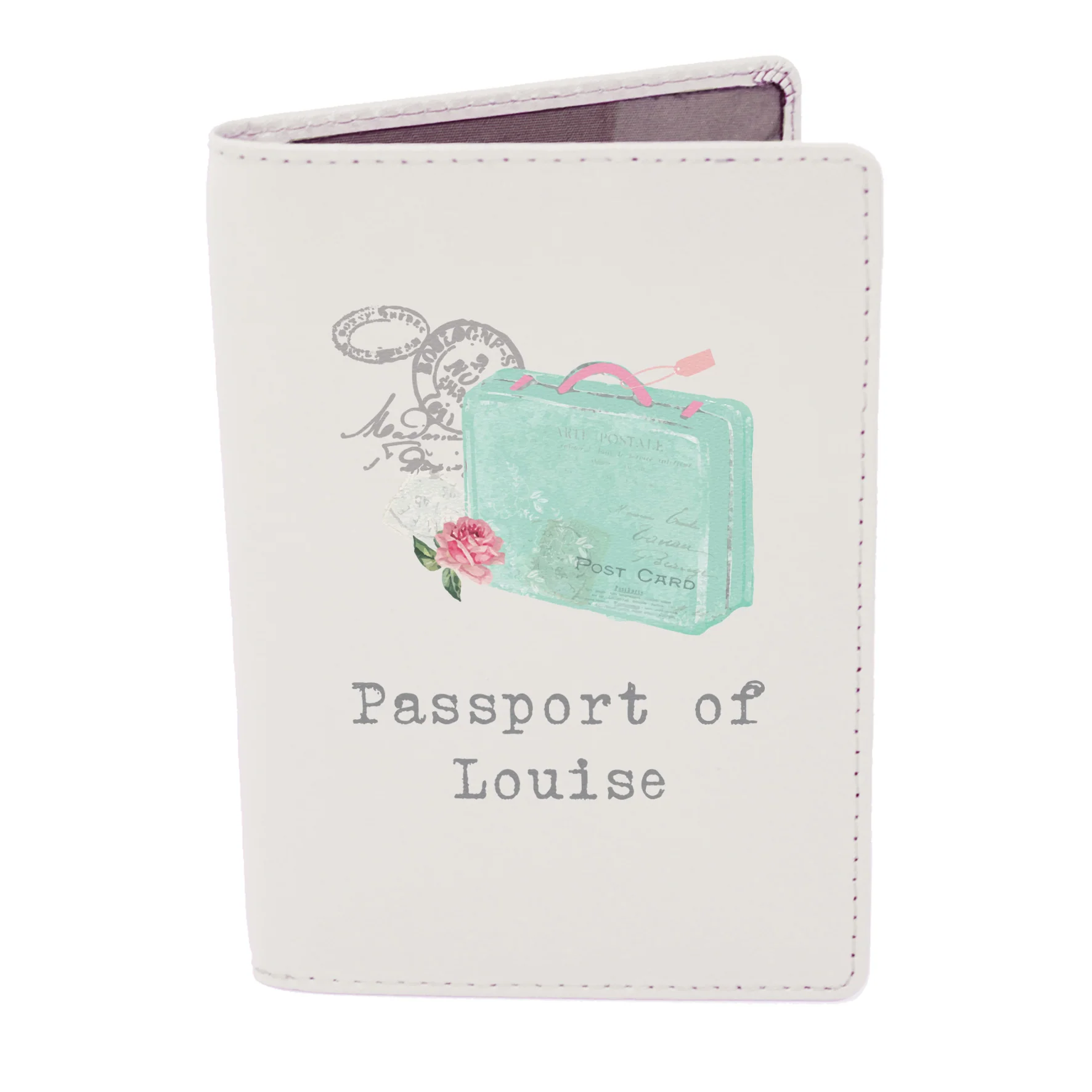 Personalised Vintage Pastel Travel Cream Passport Holder - Image 2