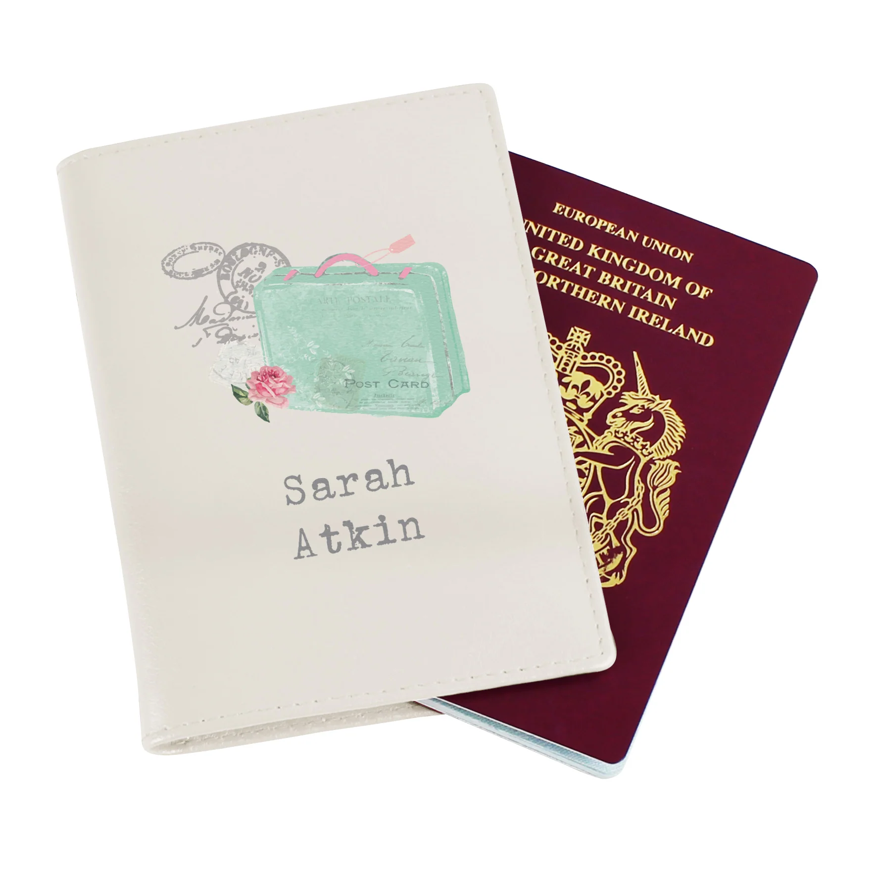 Personalised Vintage Pastel Travel Cream Passport Holder - Image 3