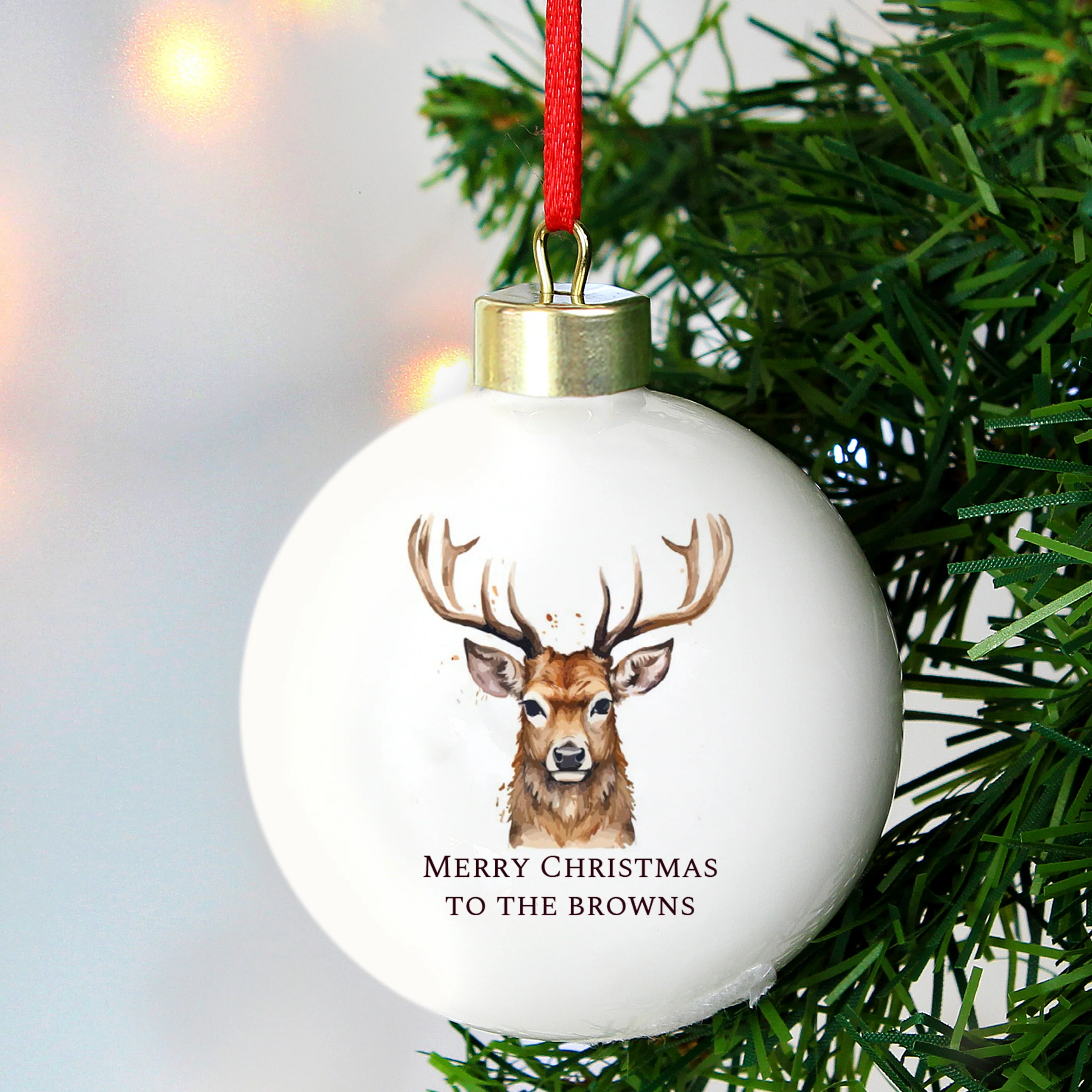 Personalised Watercolour Stag Bauble - Image 3