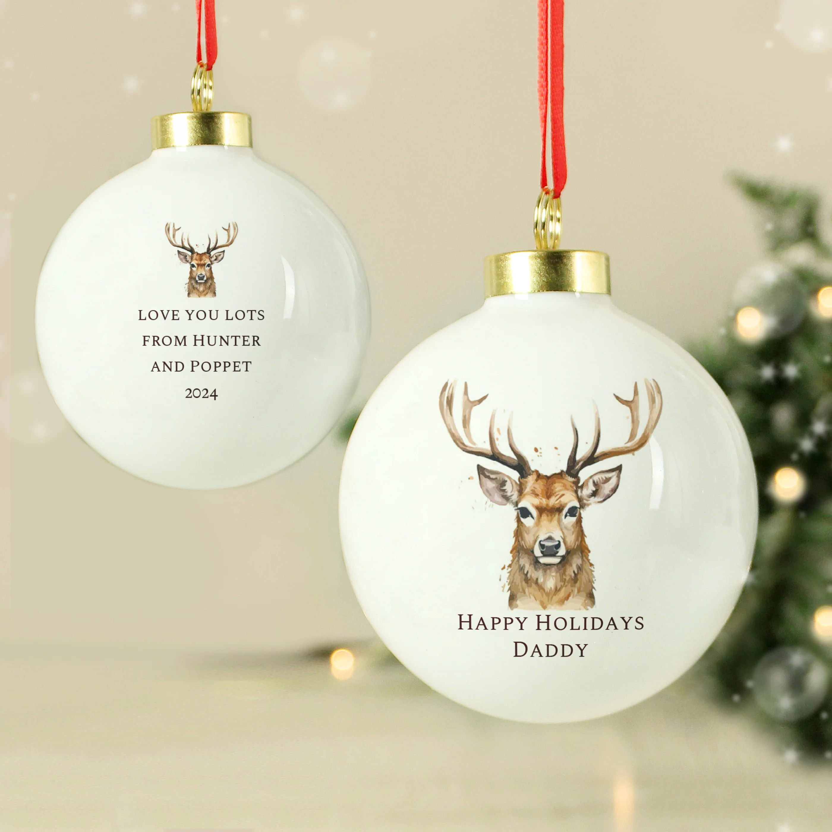 Personalised Watercolour Stag Bauble - Image 4