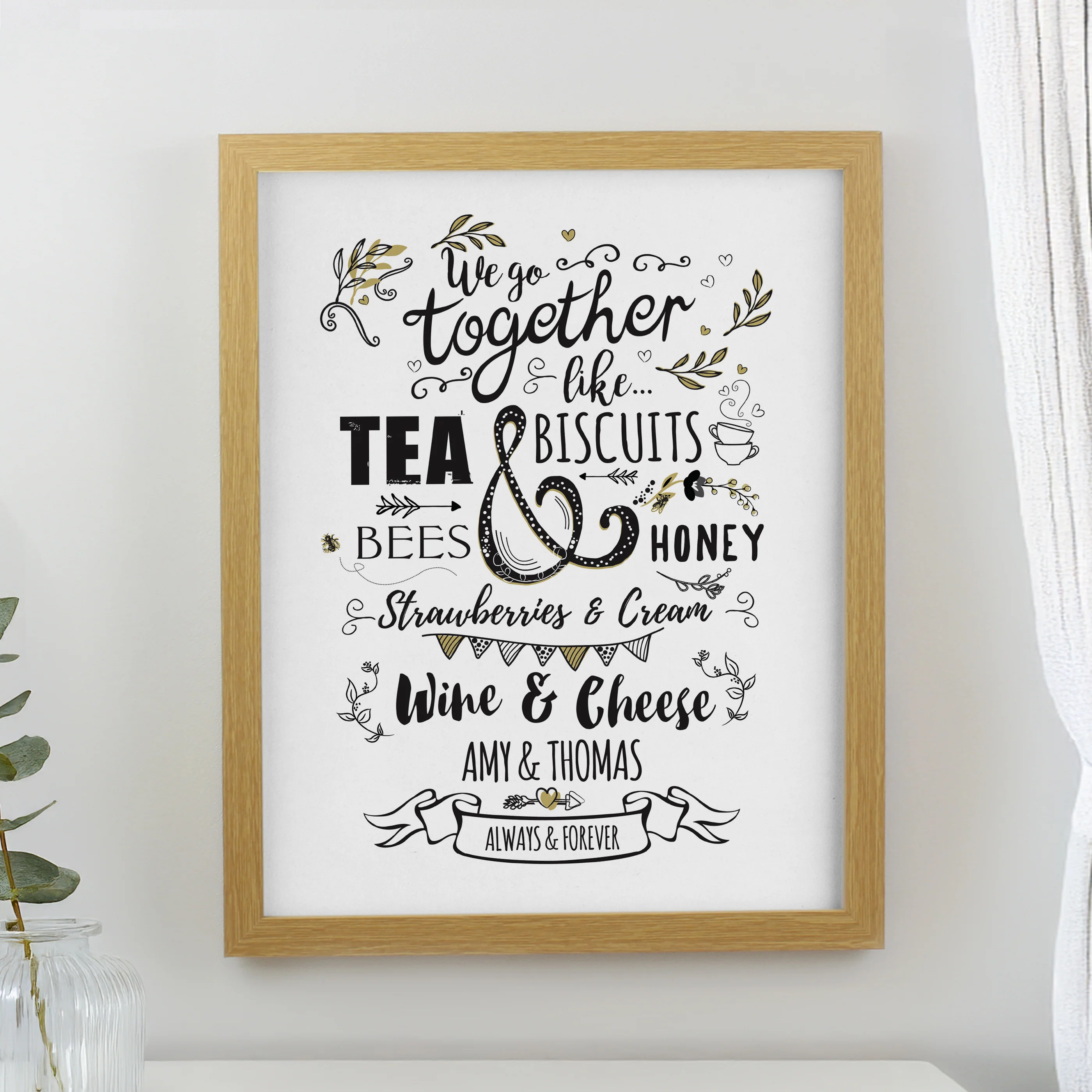 Personalised We go Together Oak Poster Frame