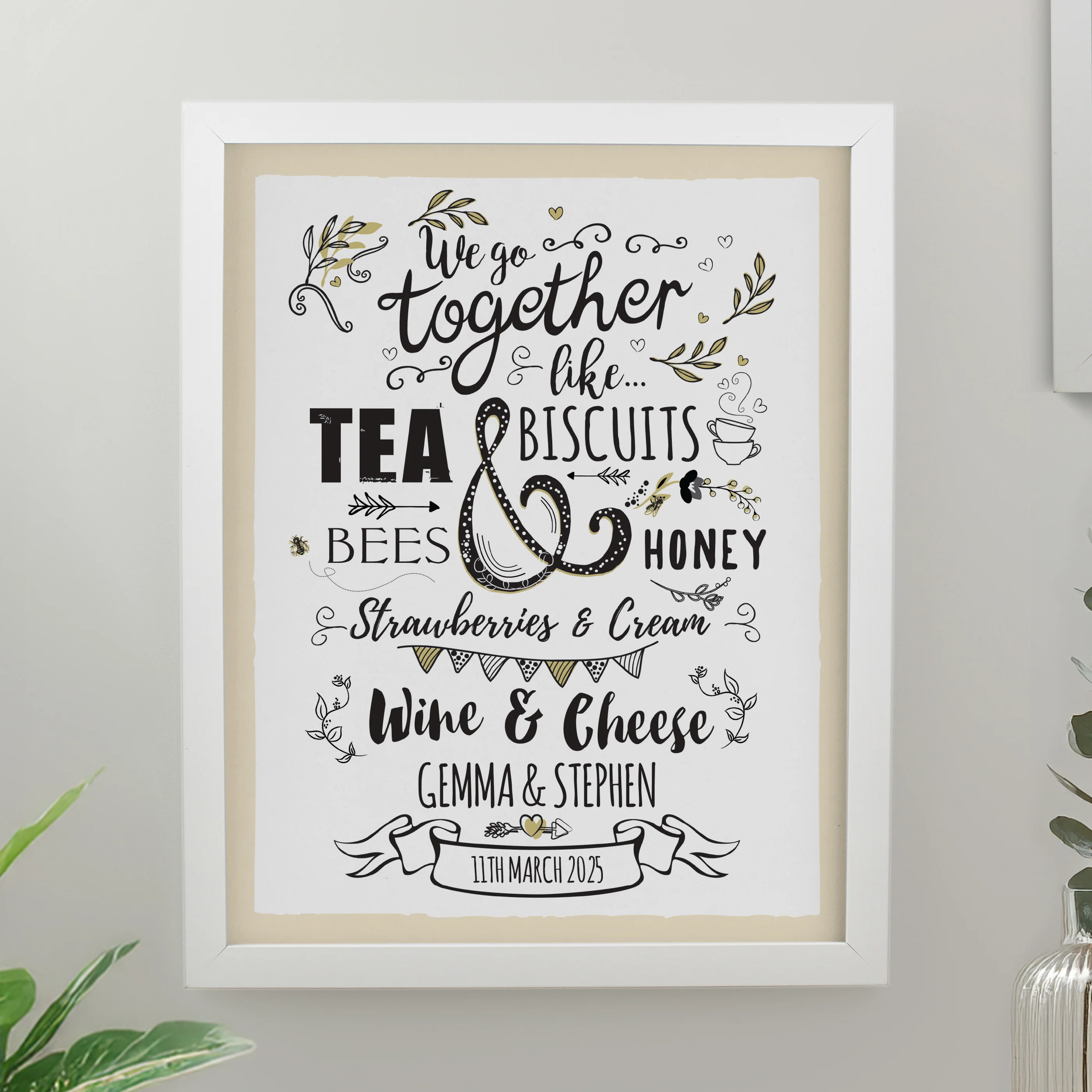 Personalised We go Together White Poster Frame