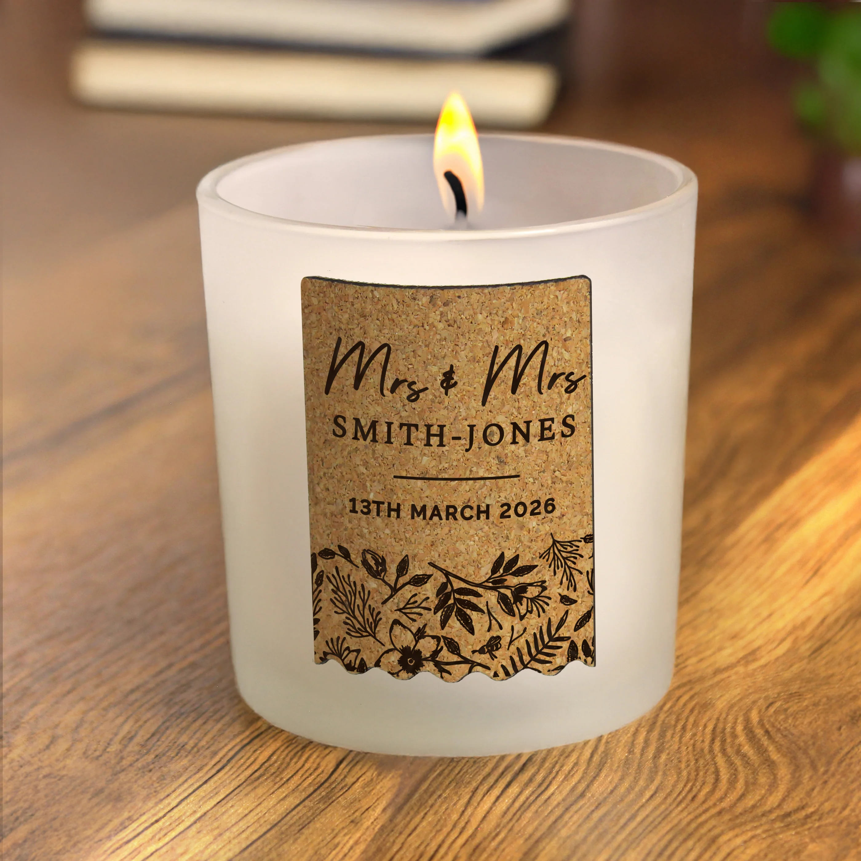 Personalised Wedding Cork Label Candle Jar - Image 2