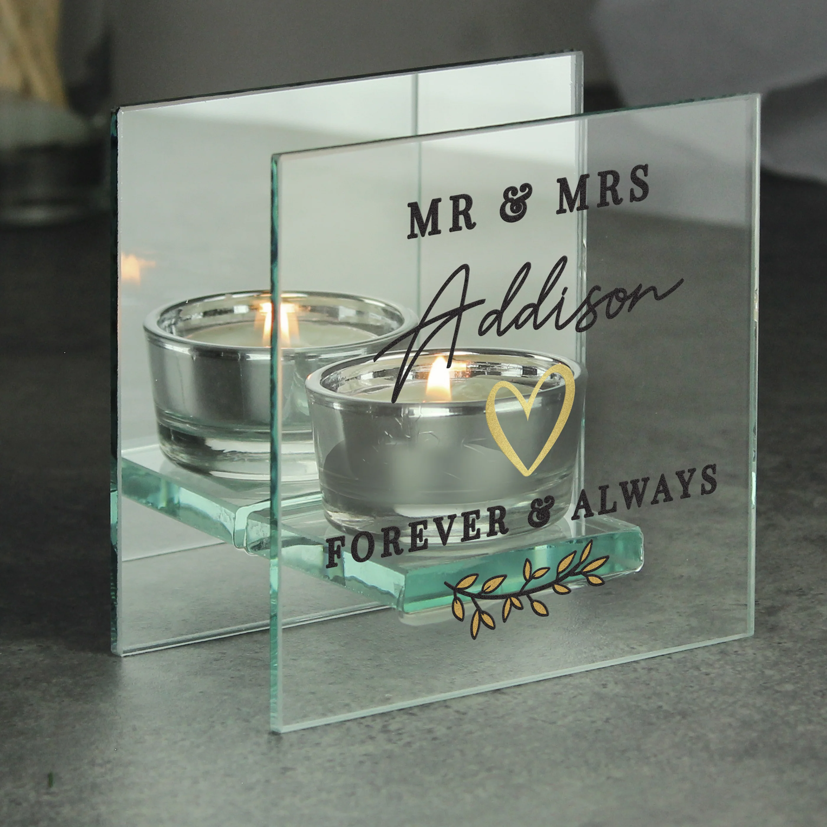 Personalised Wedding Mirrored Tealight Holder - Image 4