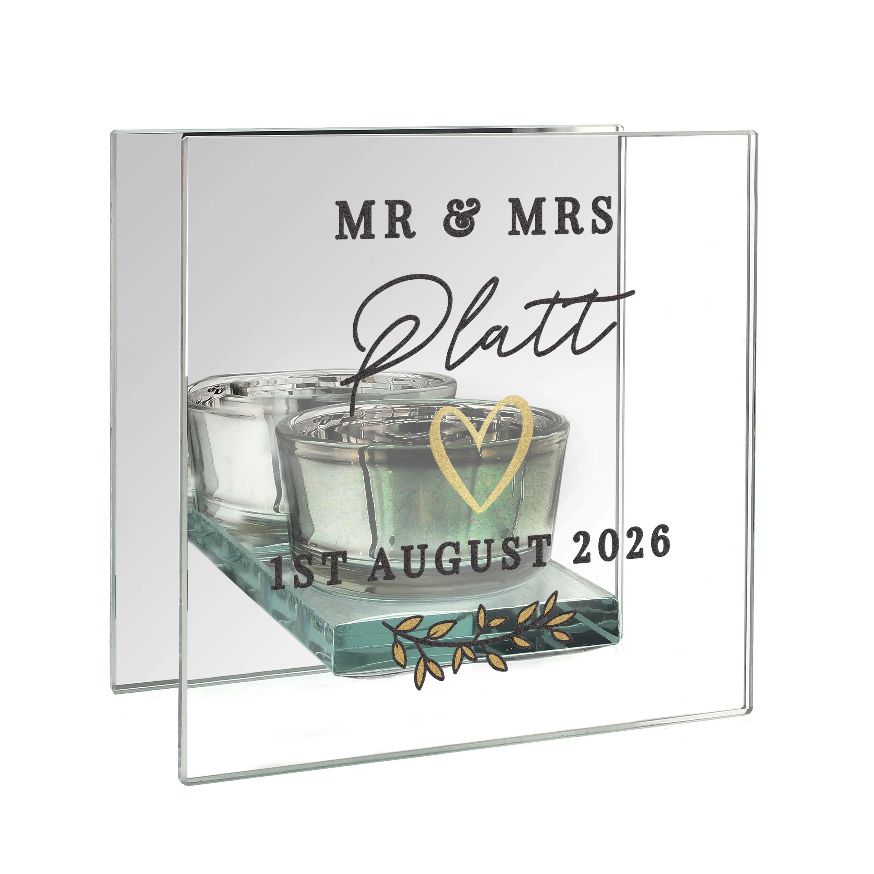 Personalised Wedding Mirrored Tealight Holder - Image 5