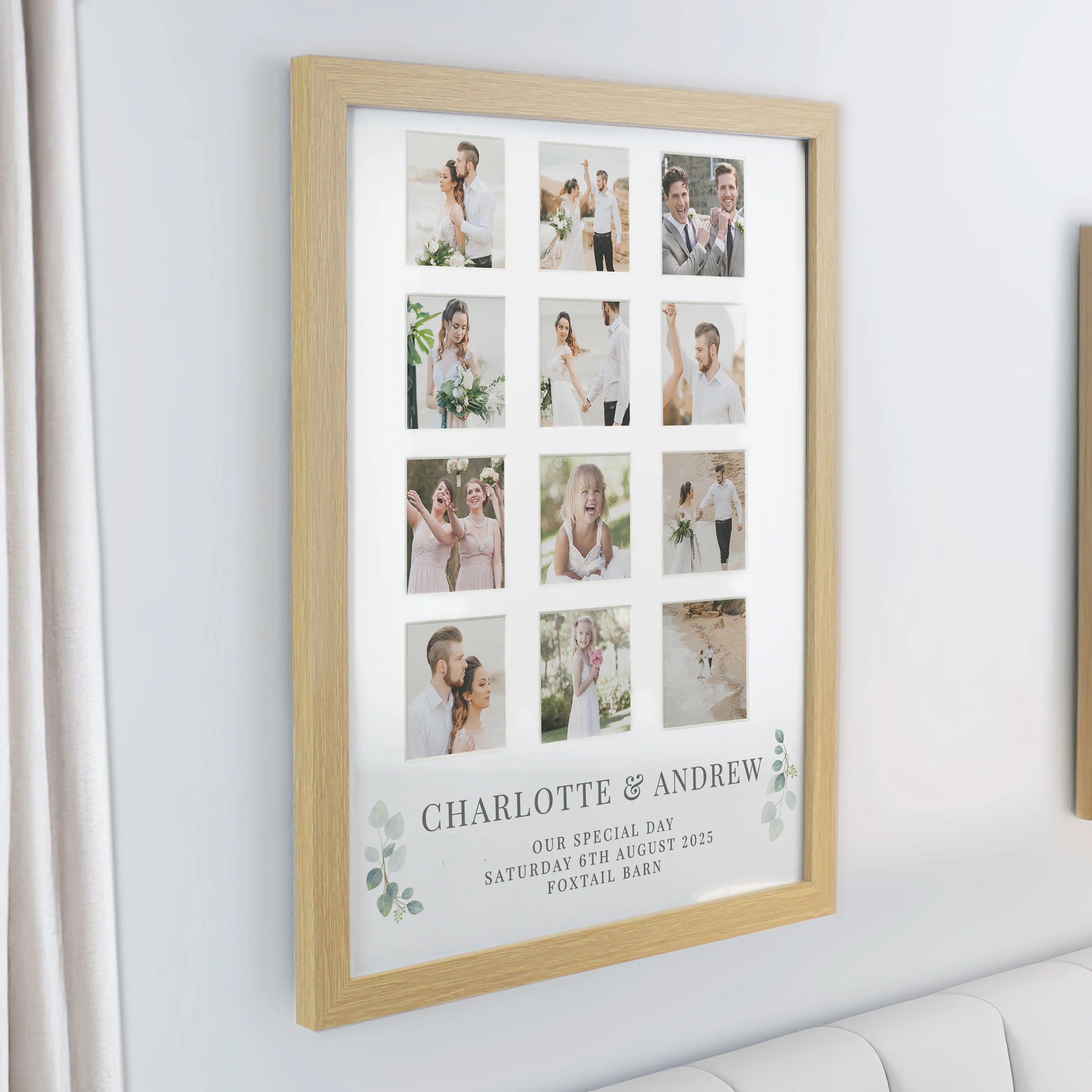 Personalised Wedding Oak Multi Photo Frame - Image 2