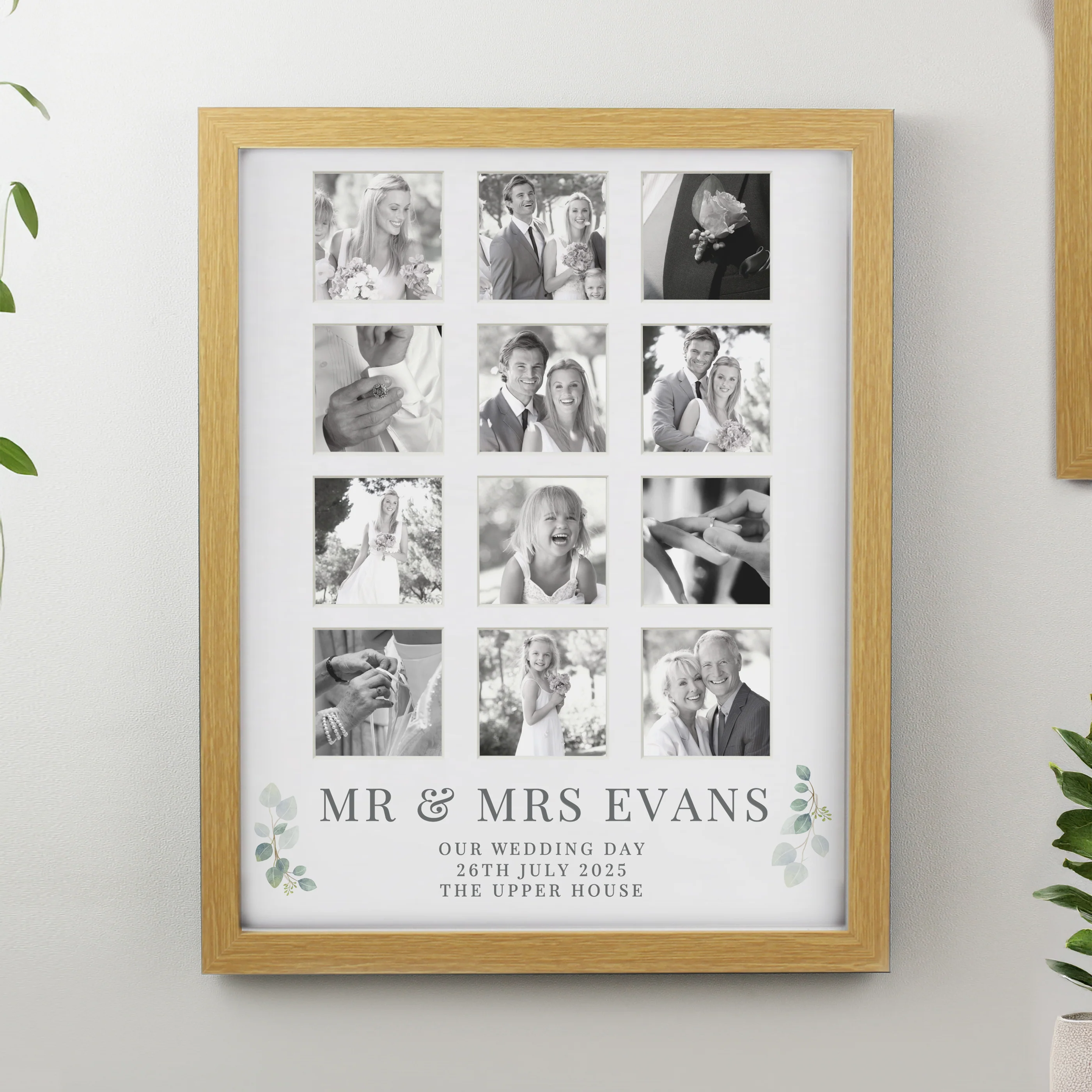 Personalised Wedding Oak Multi Photo Frame - Image 3