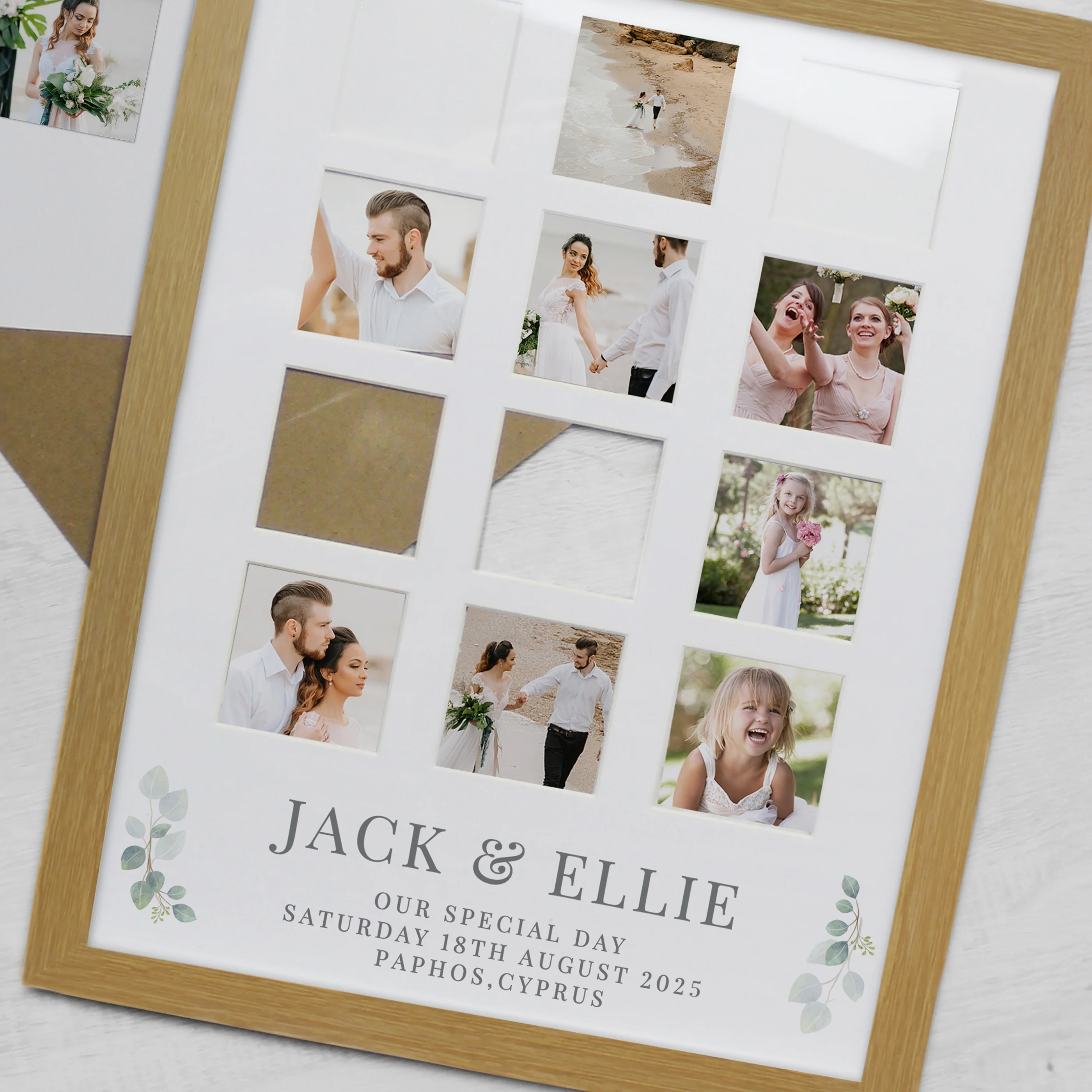 Personalised Wedding Oak Multi Photo Frame - Image 4