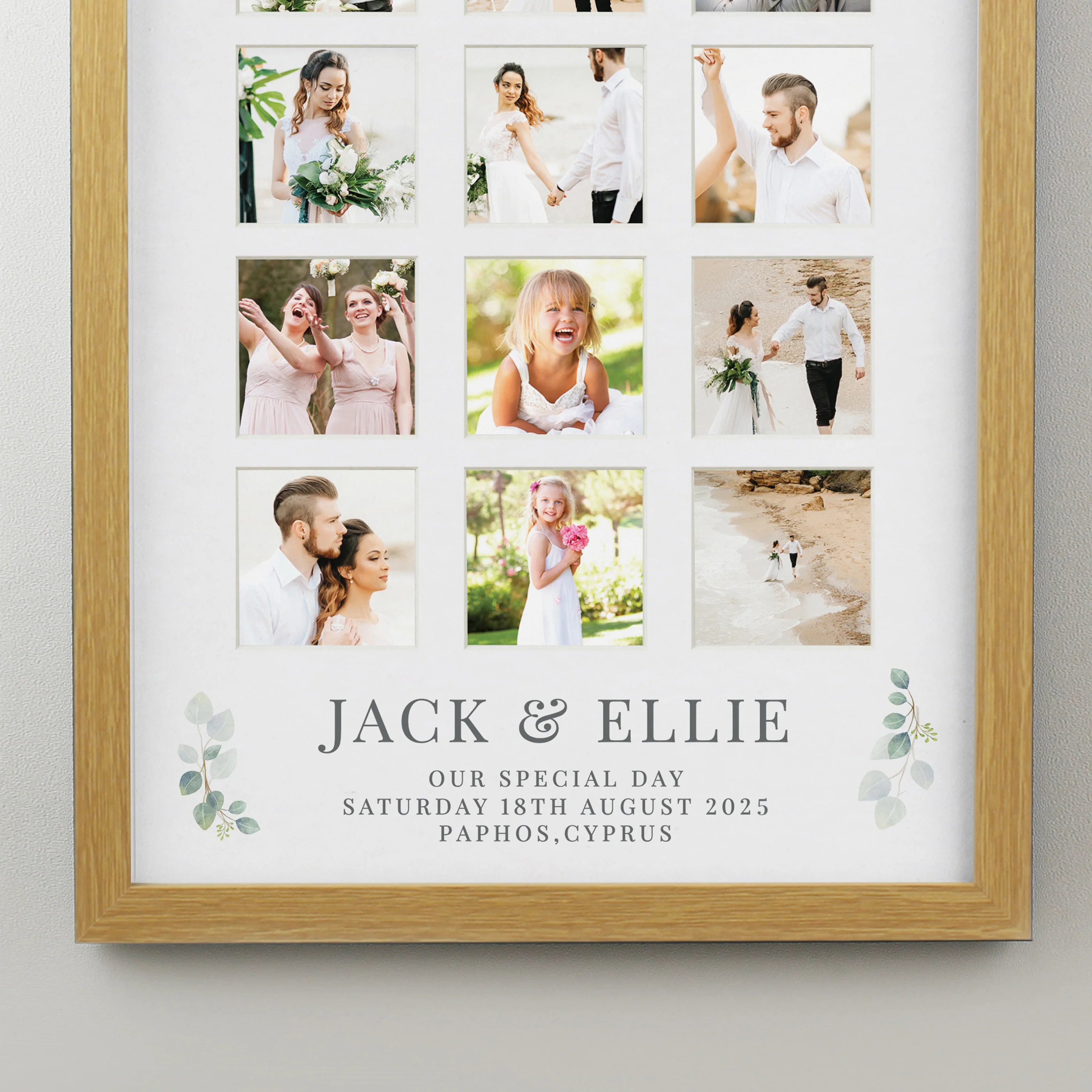 Personalised Wedding Oak Multi Photo Frame - Image 6