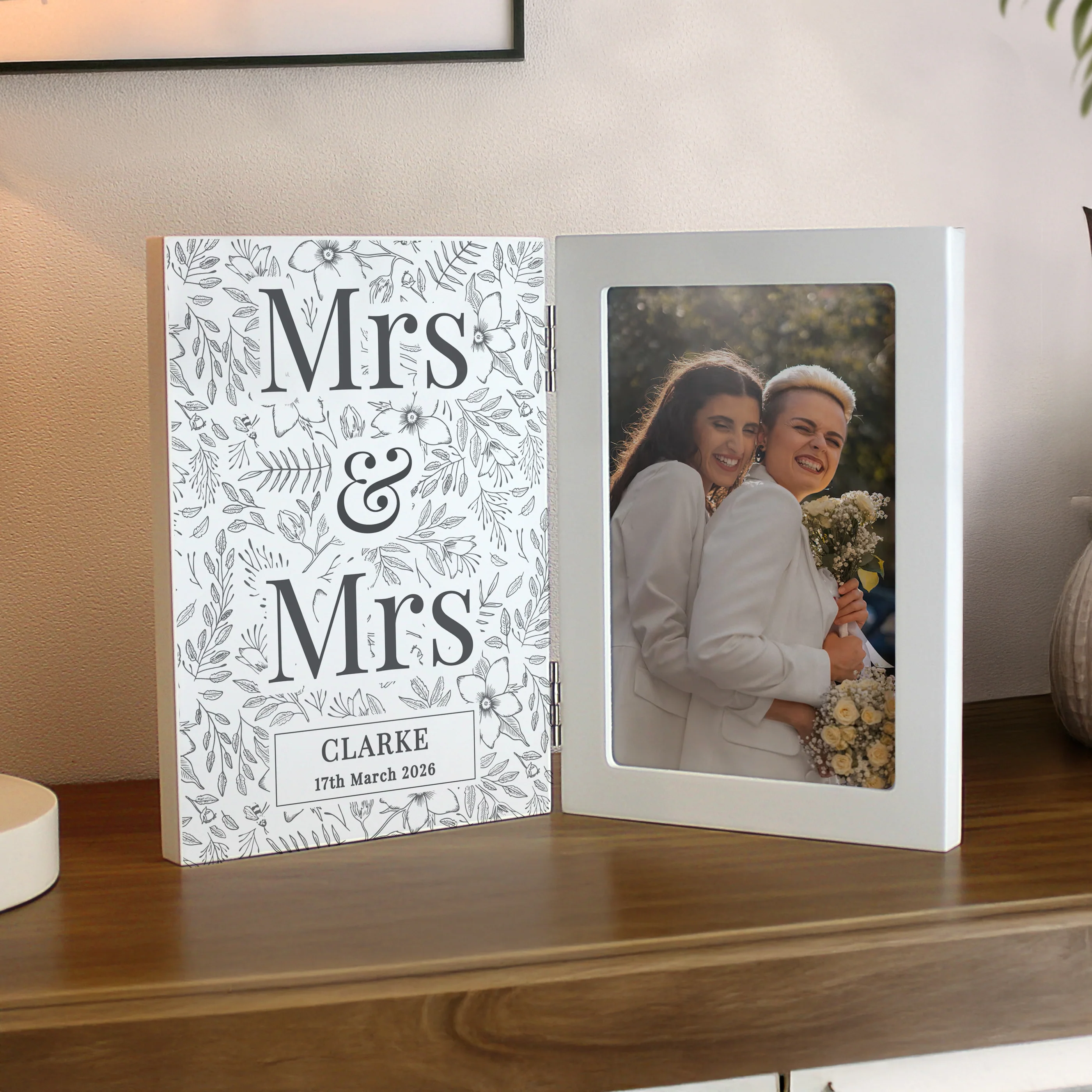 Personalised Wedding Wooden Hinged 6x4 Photo Frame - Image 2