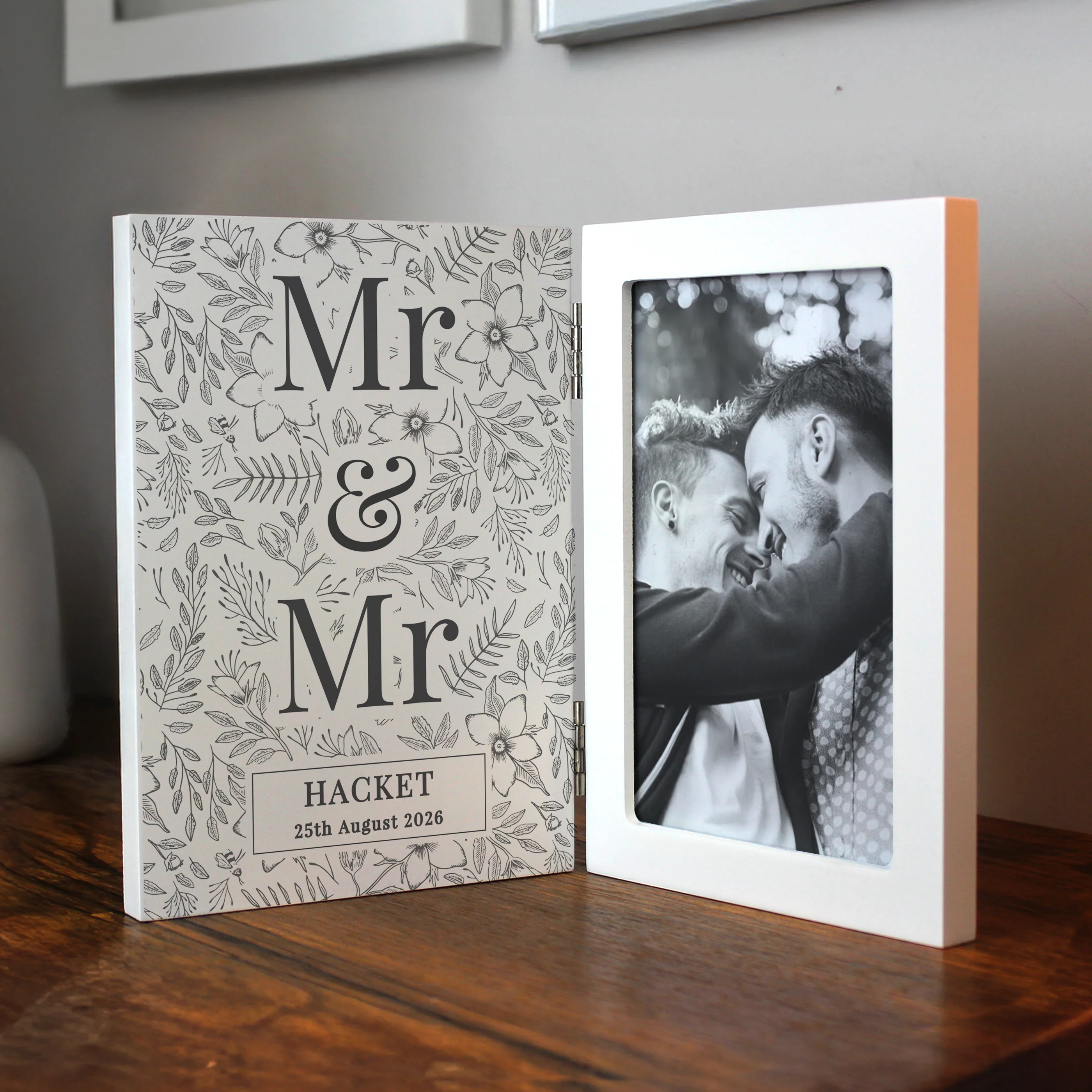 Personalised Wedding Wooden Hinged 6x4 Photo Frame - Image 3