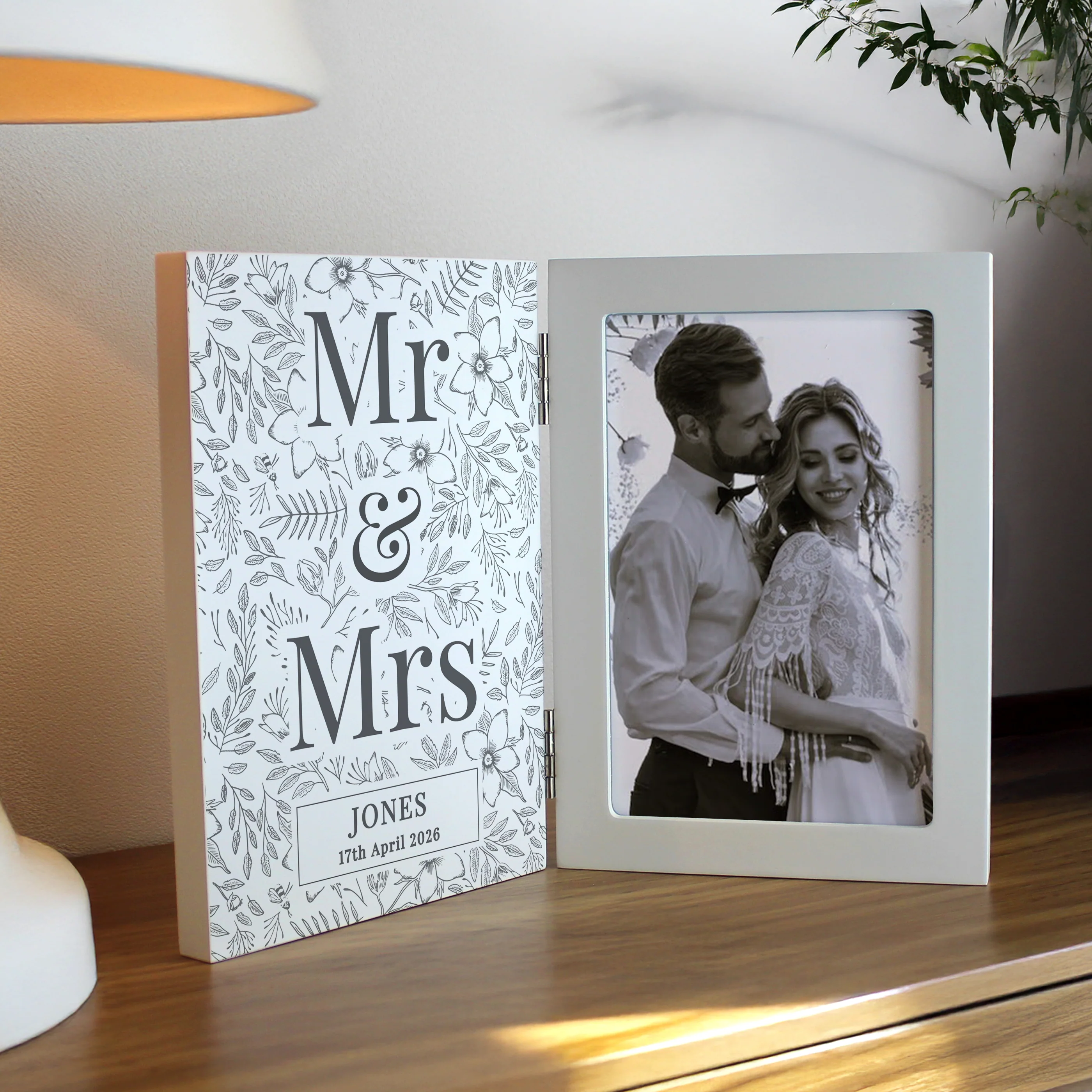 Personalised Wedding Wooden Hinged 6x4 Photo Frame - Image 4