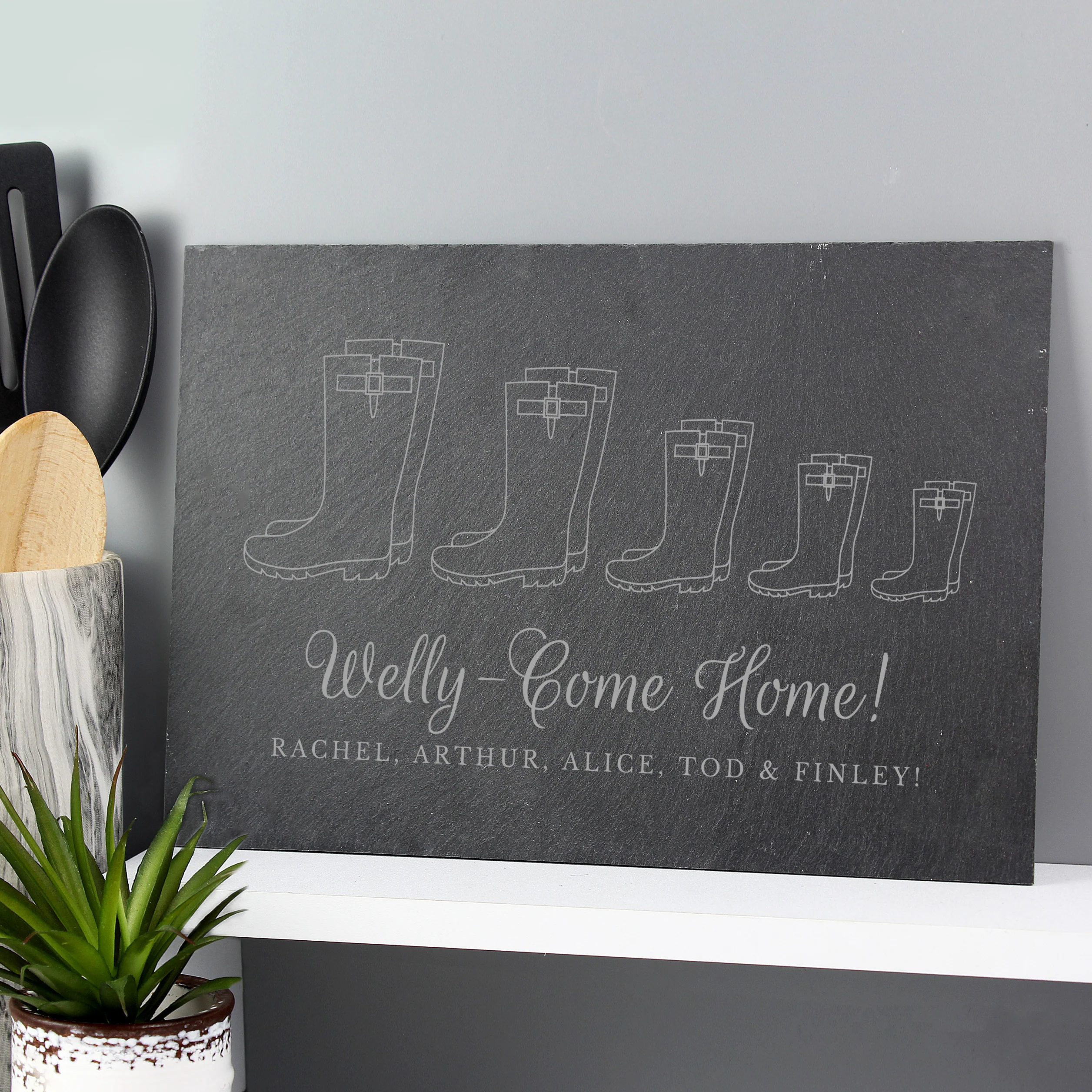 Personalised Welly Boot Family of Five Slate - Image 3