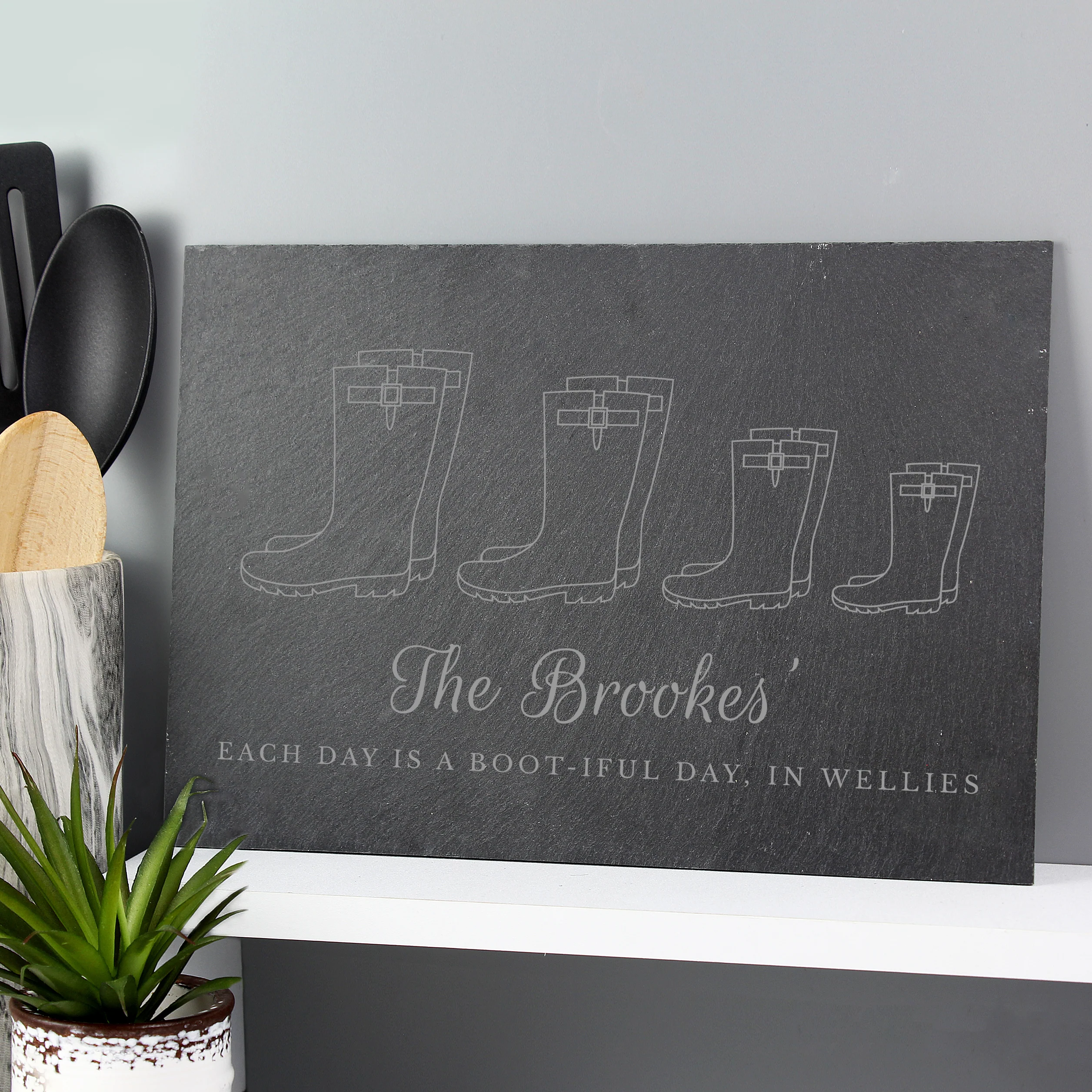 Personalised Welly Boot Family of Four Slate - Image 3
