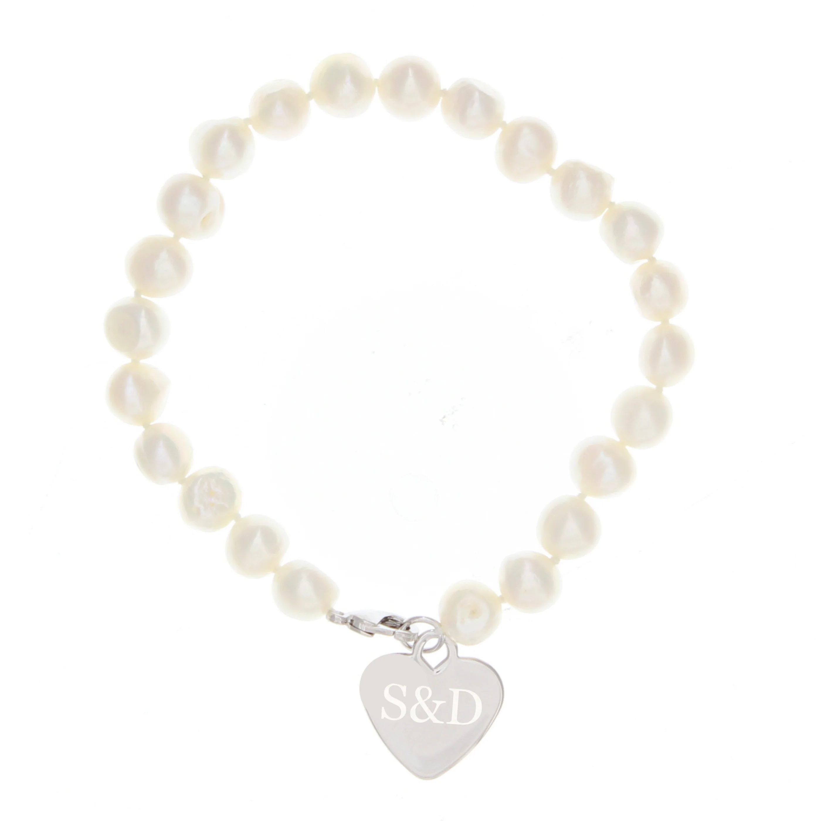 Personalised White Freshwater Pearl Initial Bracelet - Image 2