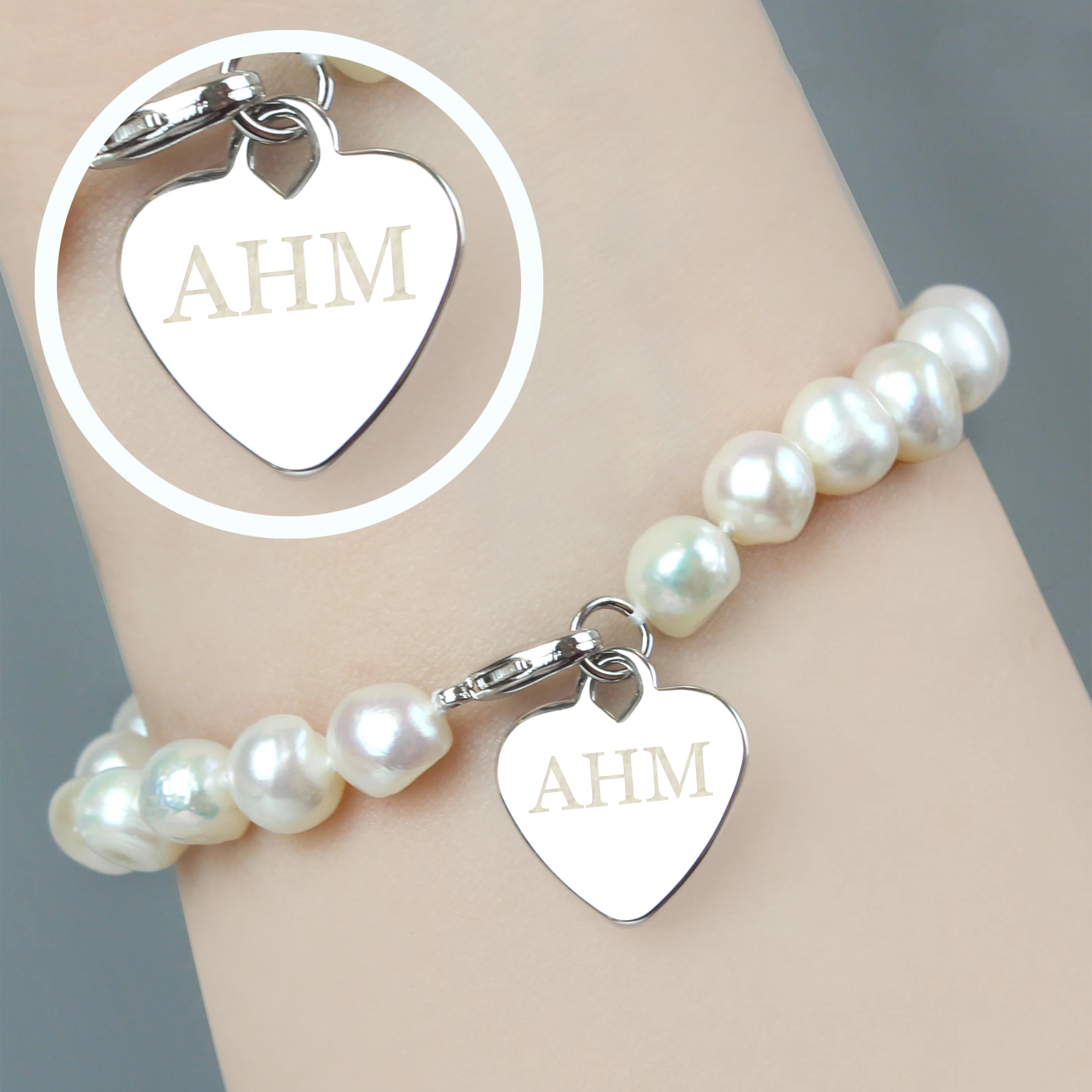 Personalised White Freshwater Pearl Initial Bracelet - Image 7