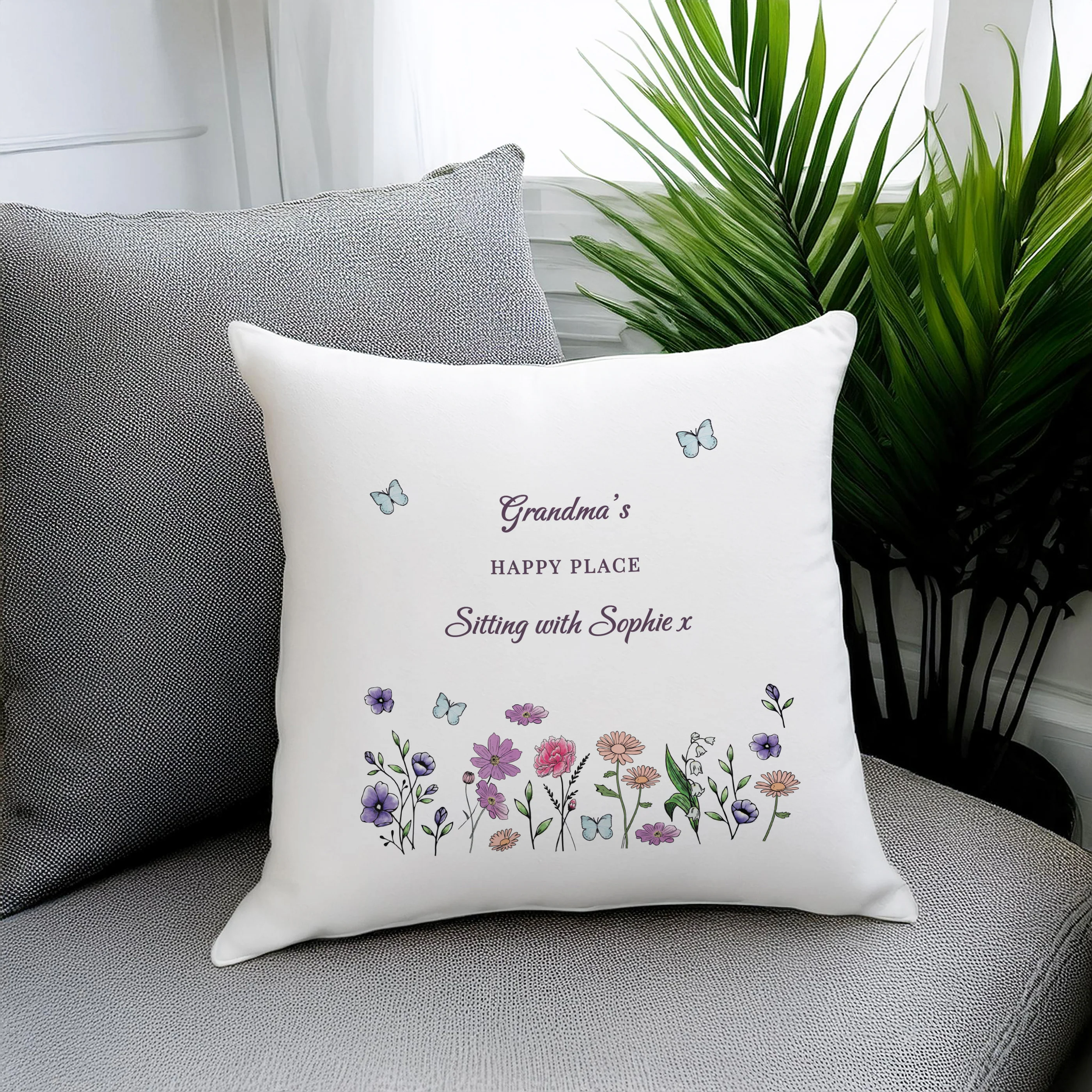 Personalised Wild Flowers Cushion - Image 3