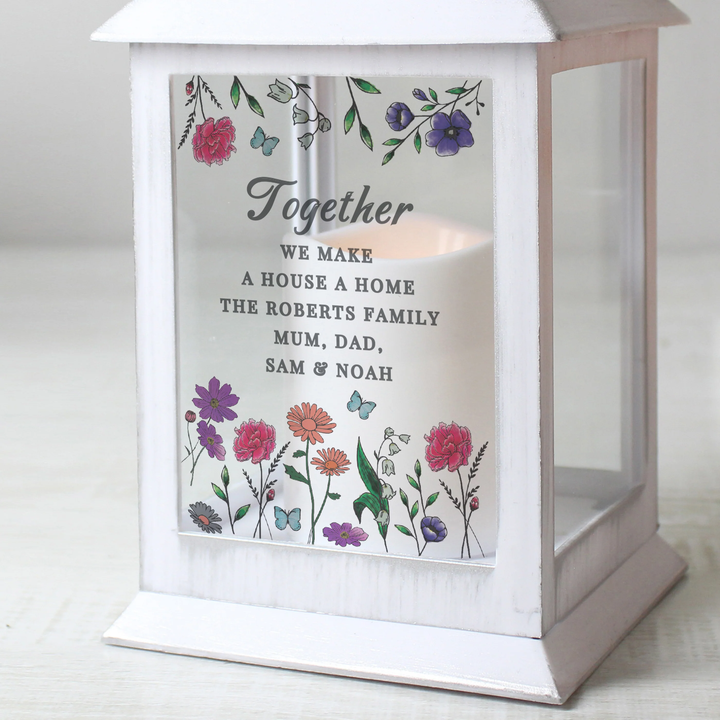 Personalised Wild Flowers LED Lantern - Image 3