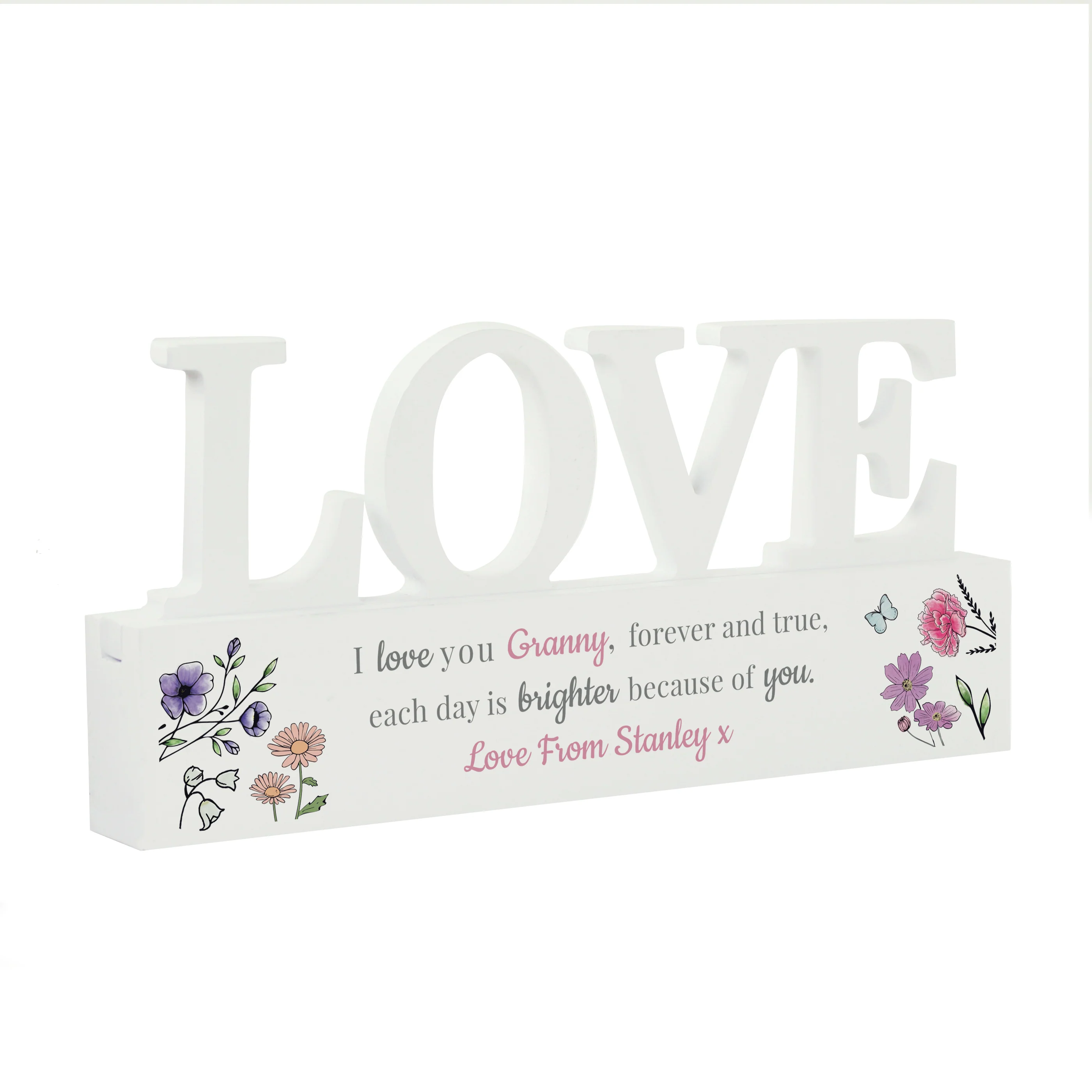 Personalised Wild Flowers Love Ornament