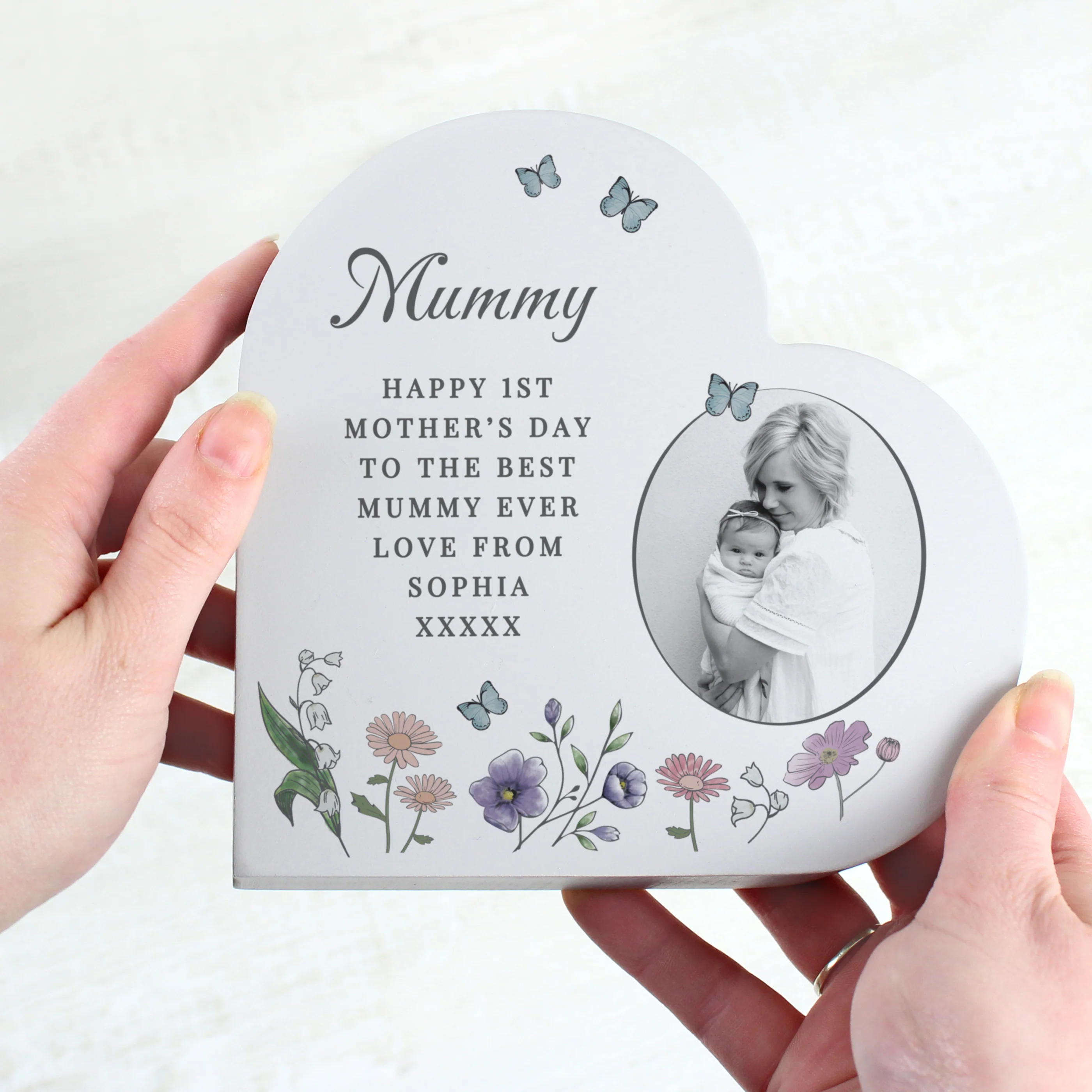 Personalised Wild Flowers Photo Upload Heart Ornament - Image 2