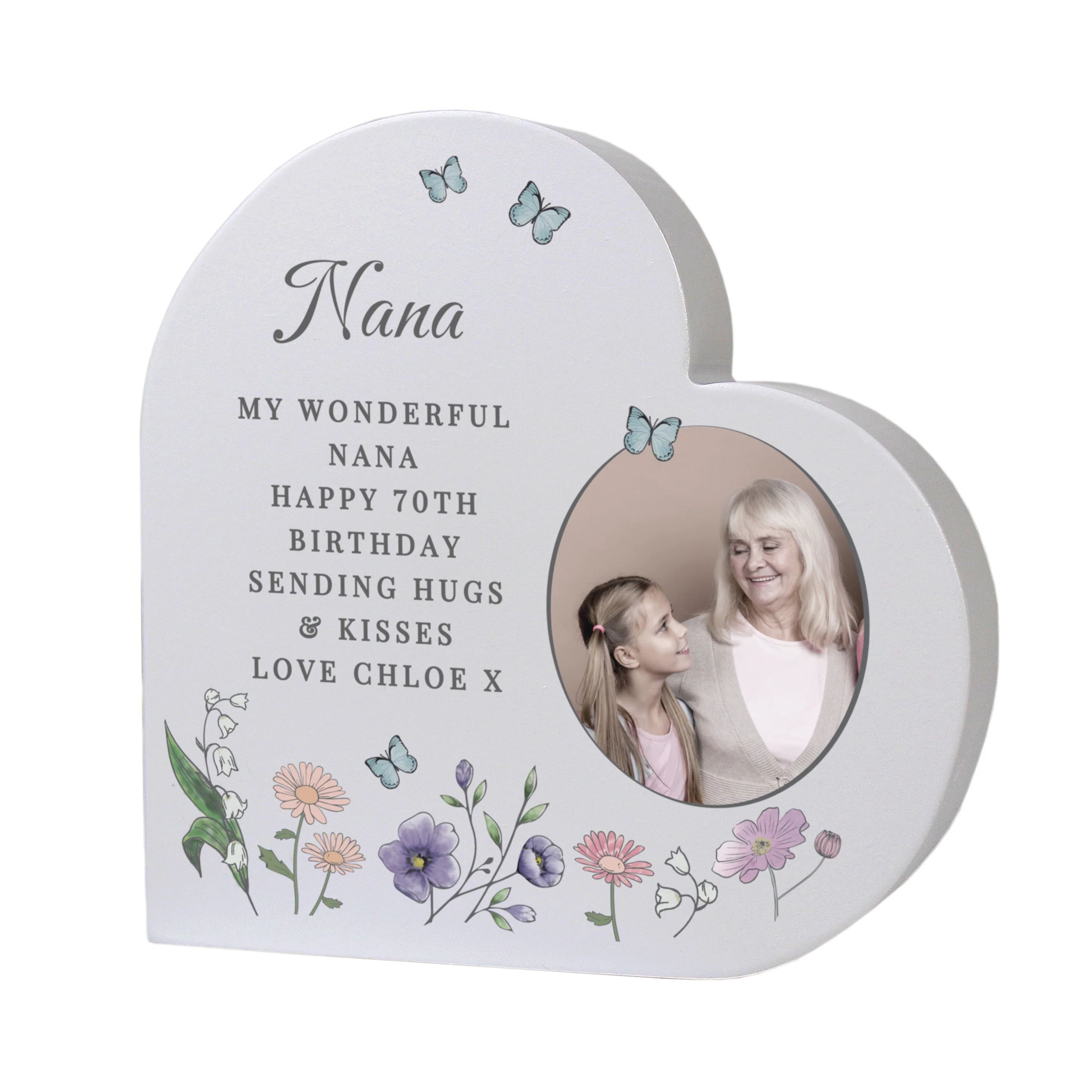 Personalised Wild Flowers Photo Upload Heart Ornament - Image 5