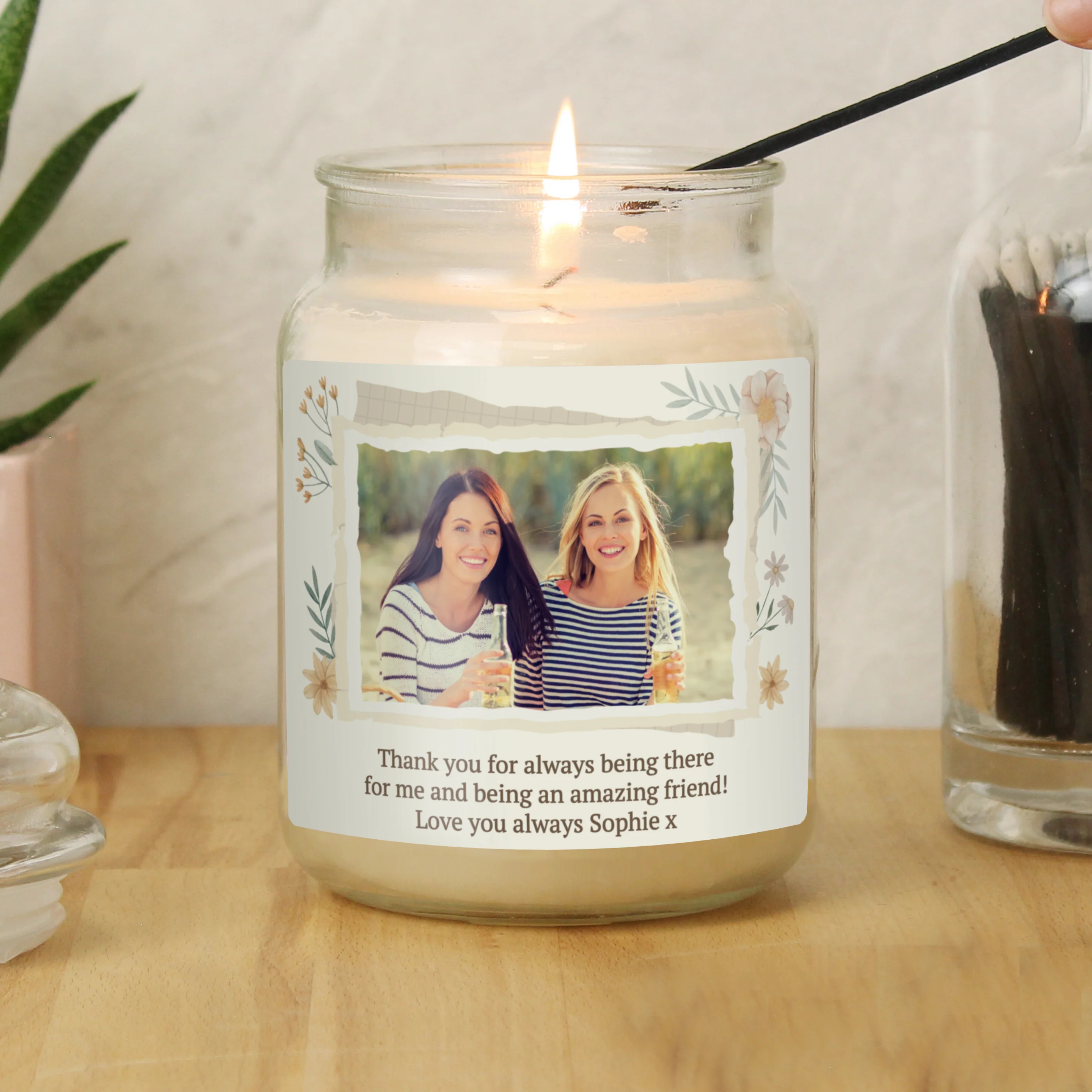 Personalised Wild Flowers Photo Upload Large Candle Jar - Image 2