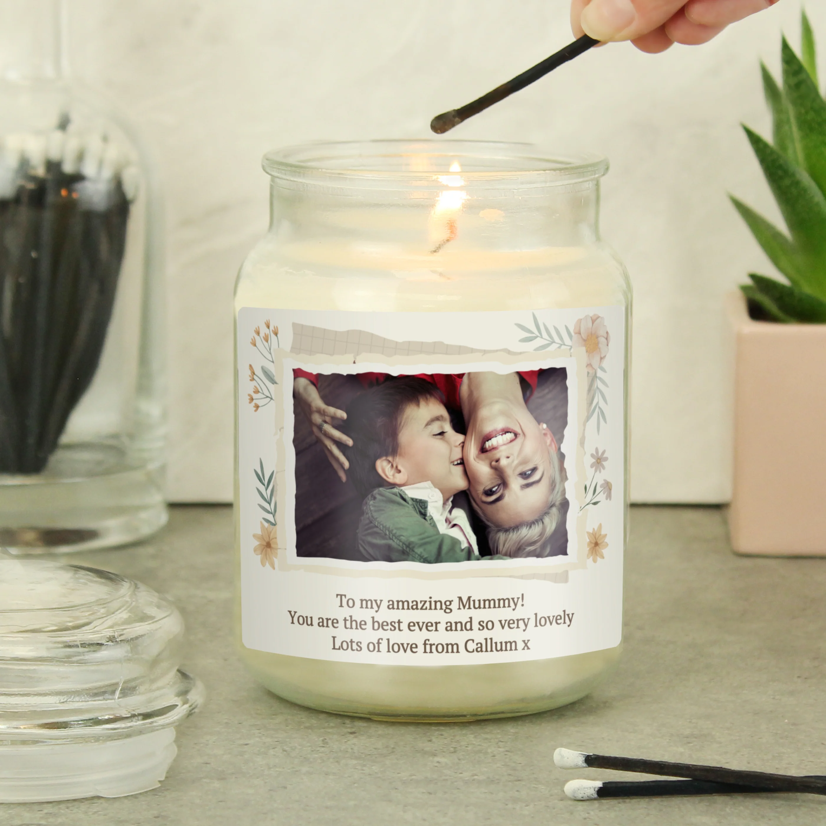 Personalised Wild Flowers Photo Upload Large Candle Jar - Image 3
