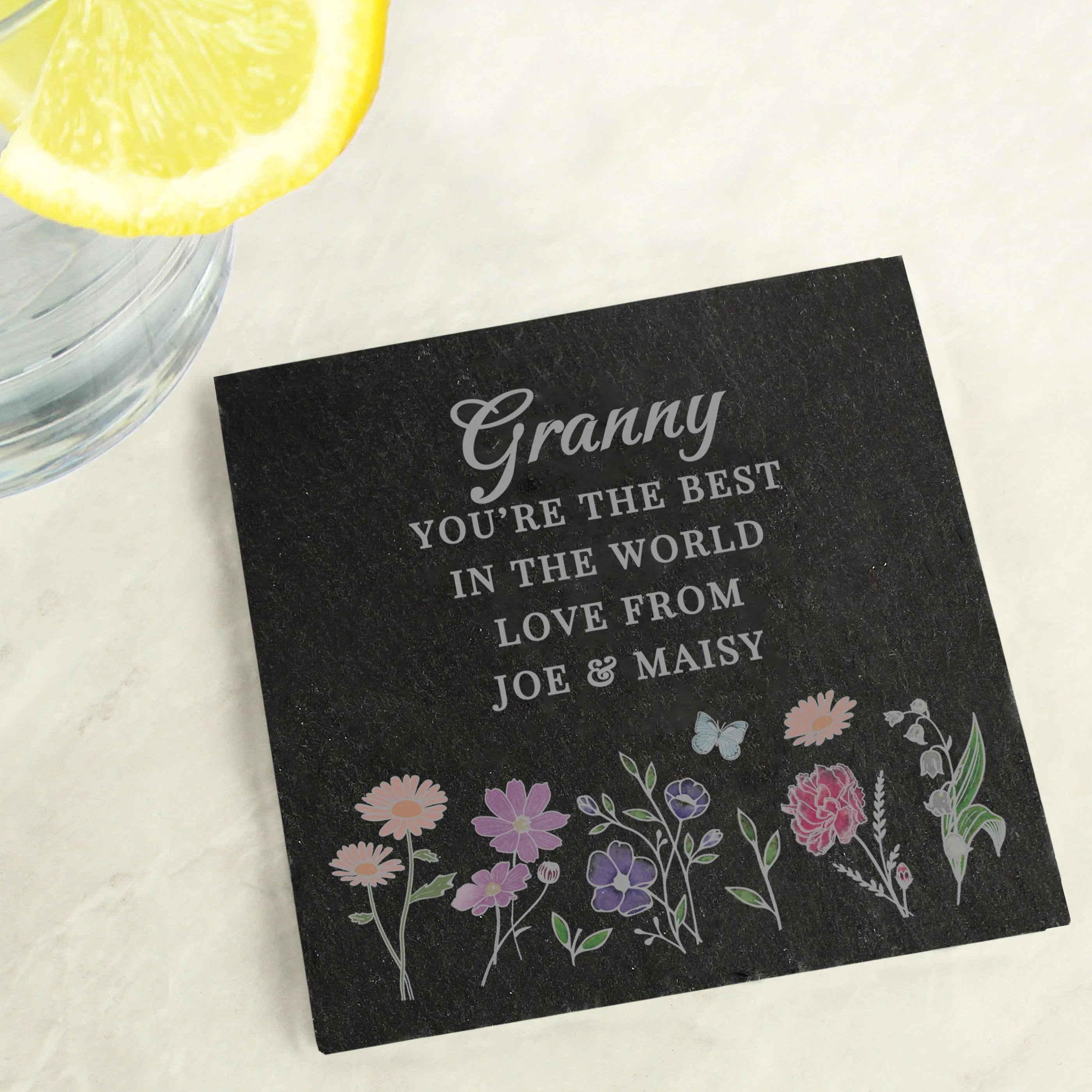 Personalised Wild Flowers Slate Coaster - Image 2