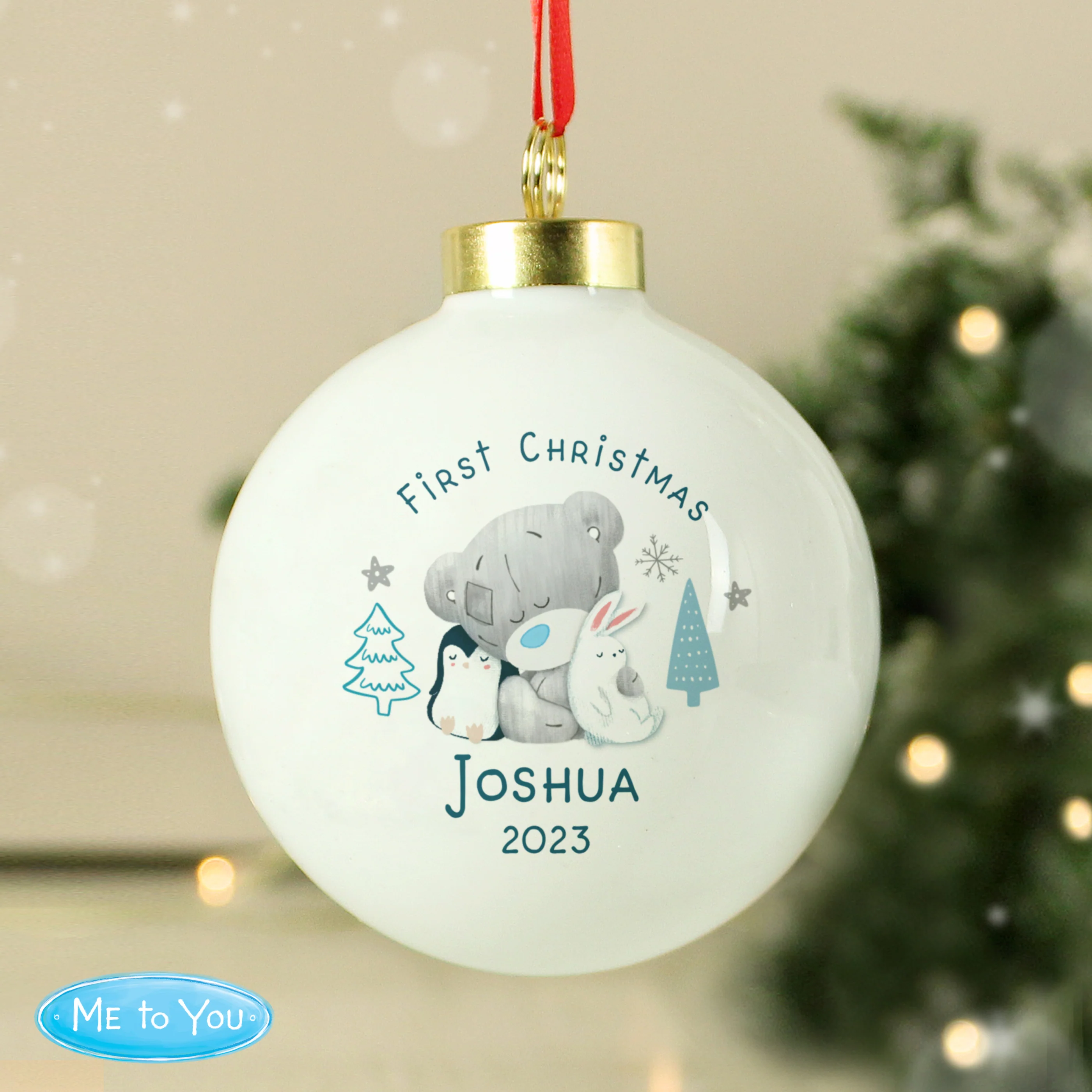 Personalised Winter Explorer First Christmas Tiny Tatty Teddy Bauble - Image 3