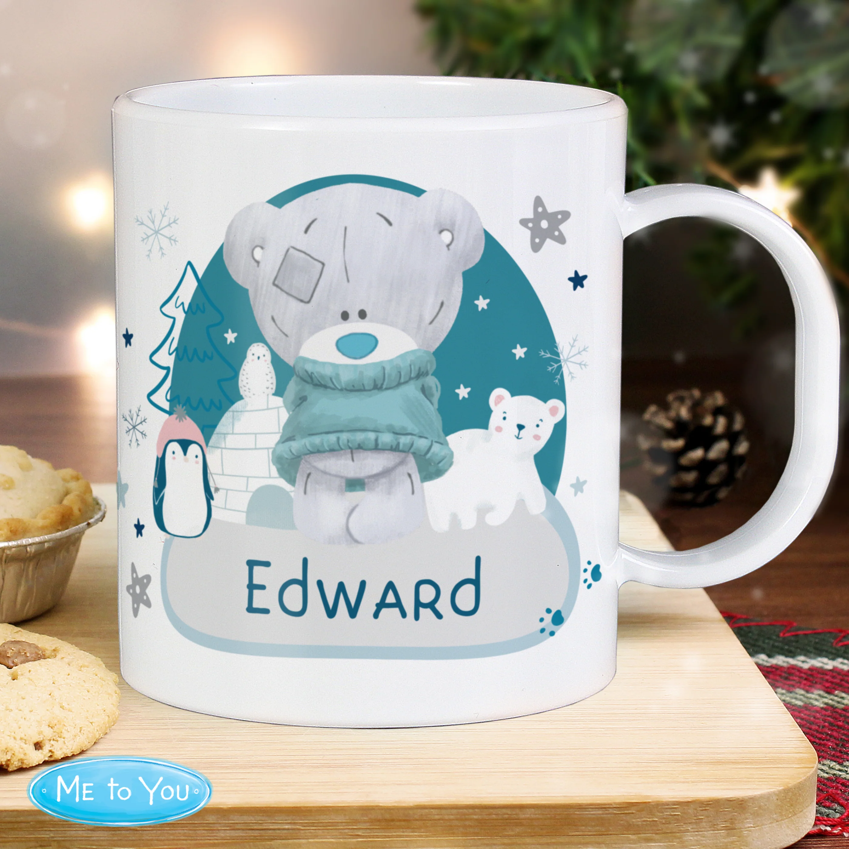 Personalised Winter Explorer Tiny Tatty Teddy Plastic Mug - Image 2