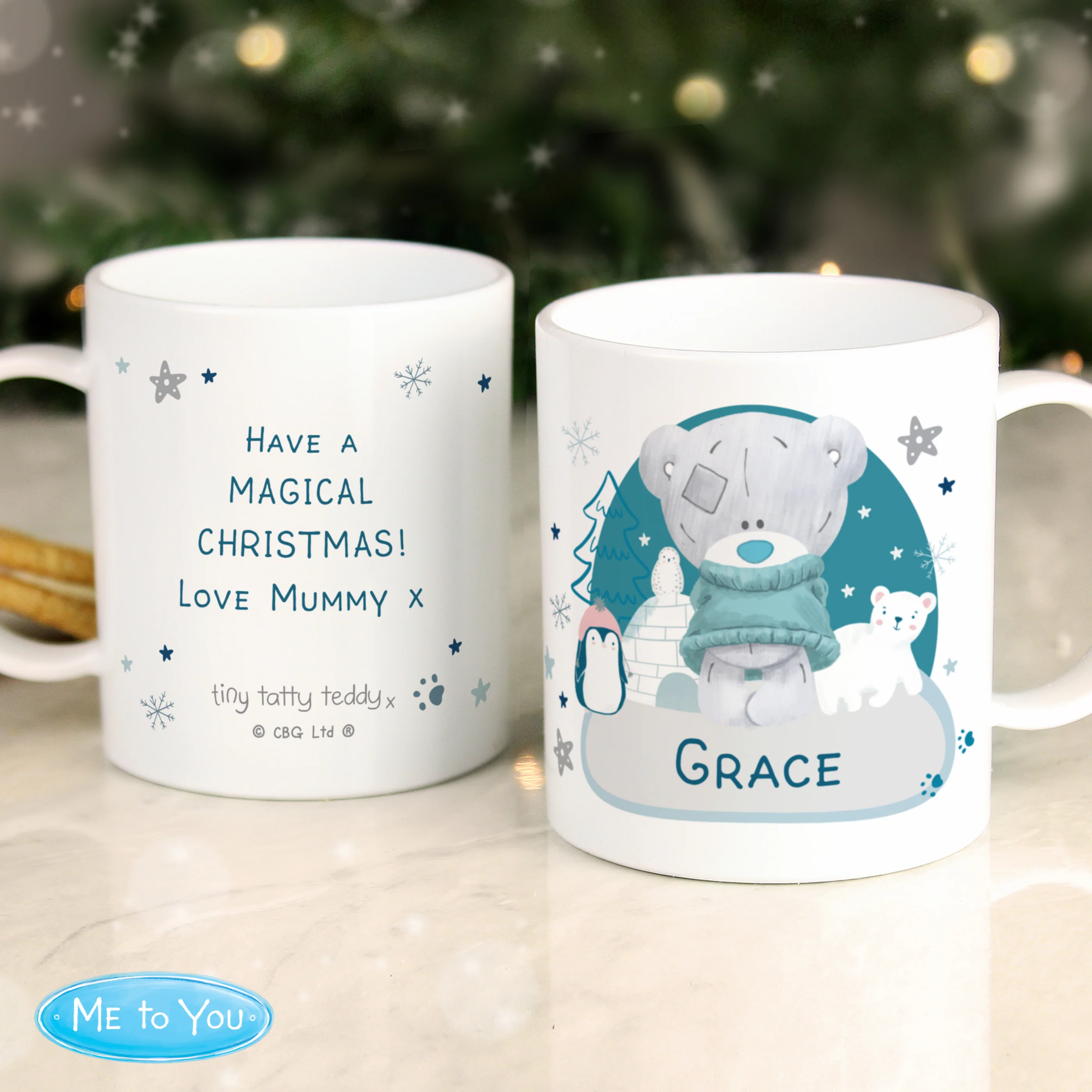 Personalised Winter Explorer Tiny Tatty Teddy Plastic Mug - Image 3