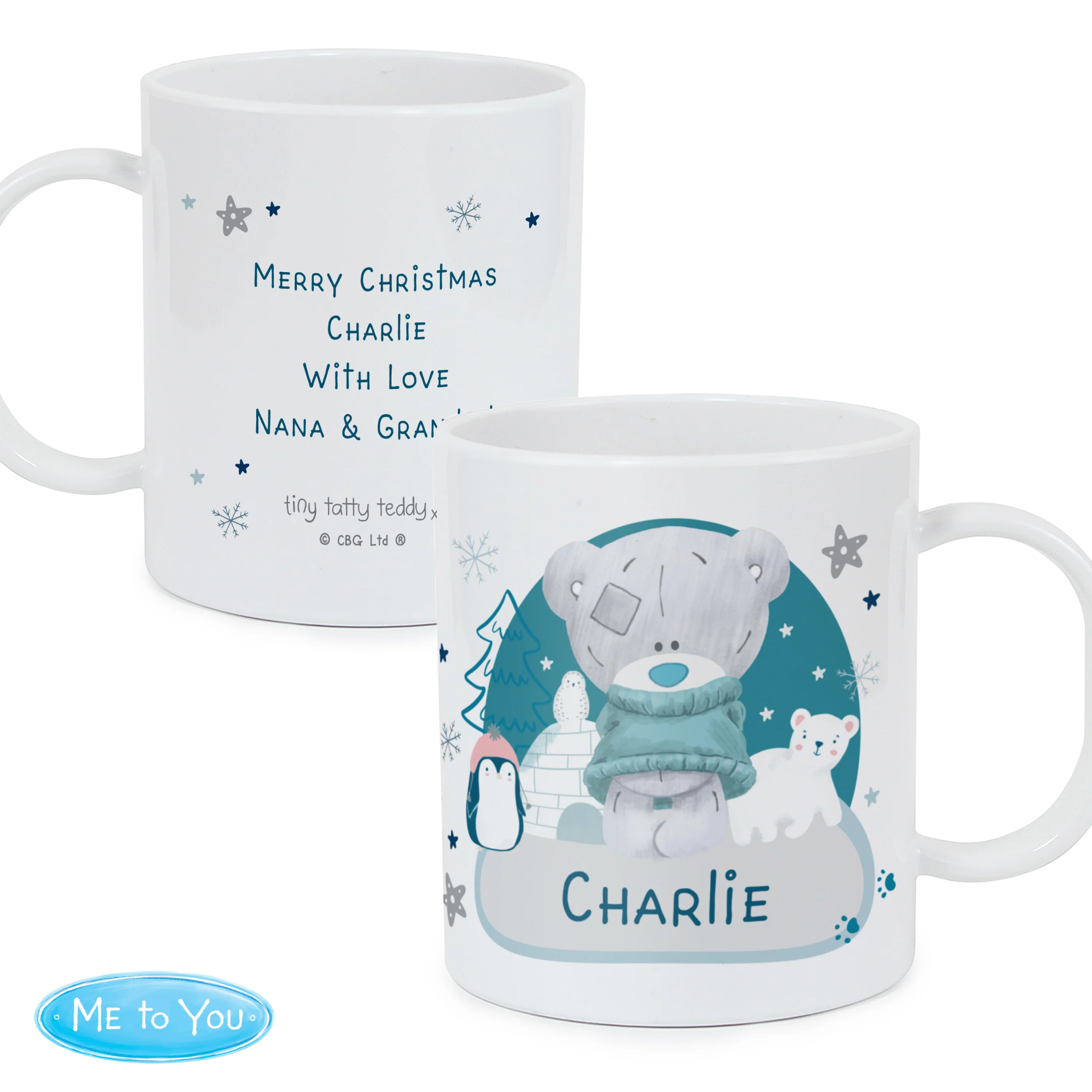 Personalised Winter Explorer Tiny Tatty Teddy Plastic Mug - Image 4