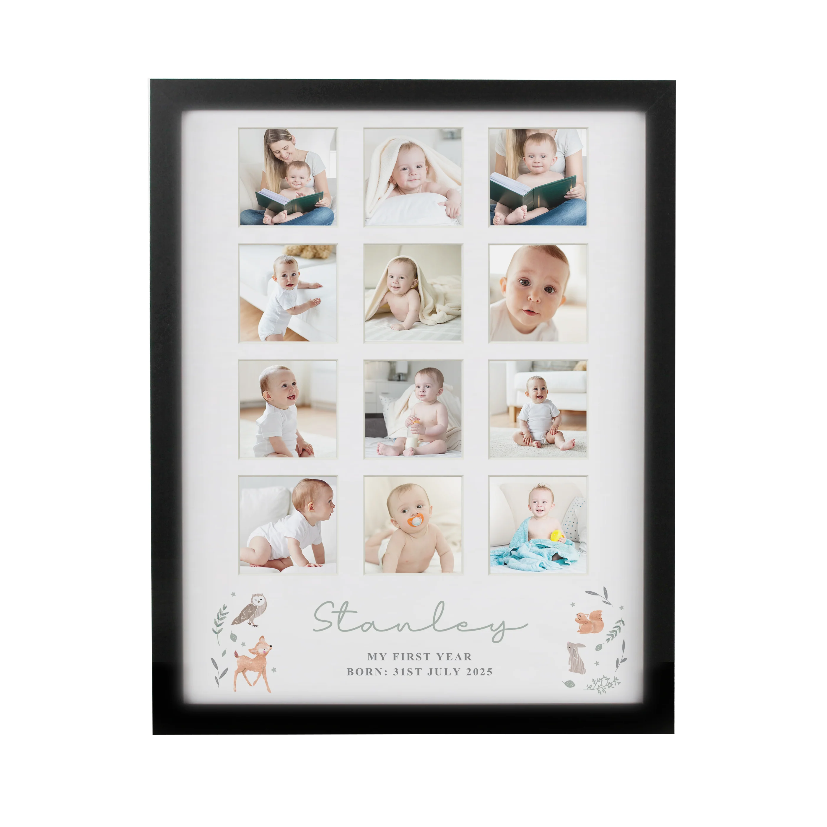 Personalised Woodland Animal Black Multi Photo Frame - Image 5