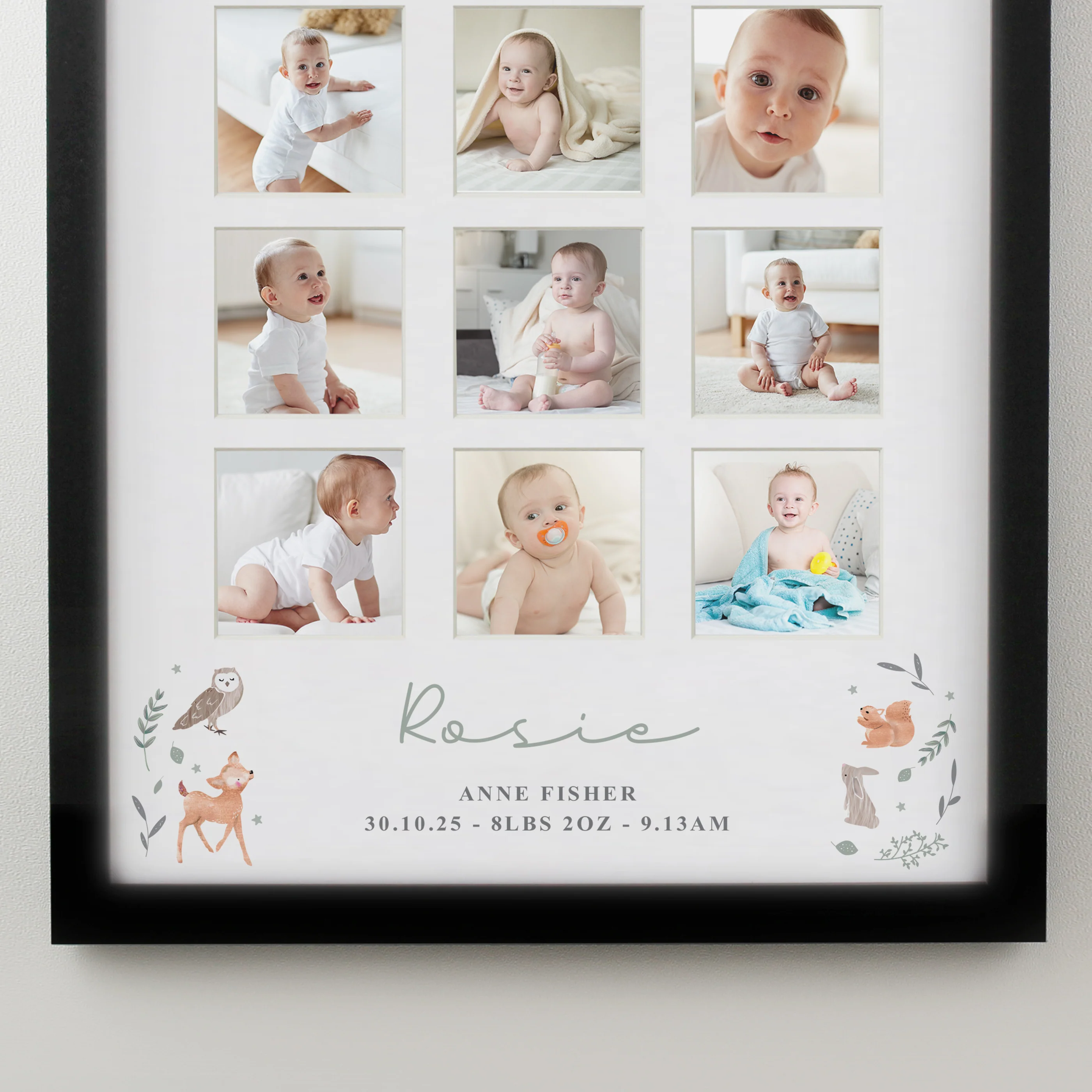 Personalised Woodland Animal Black Multi Photo Frame - Image 6