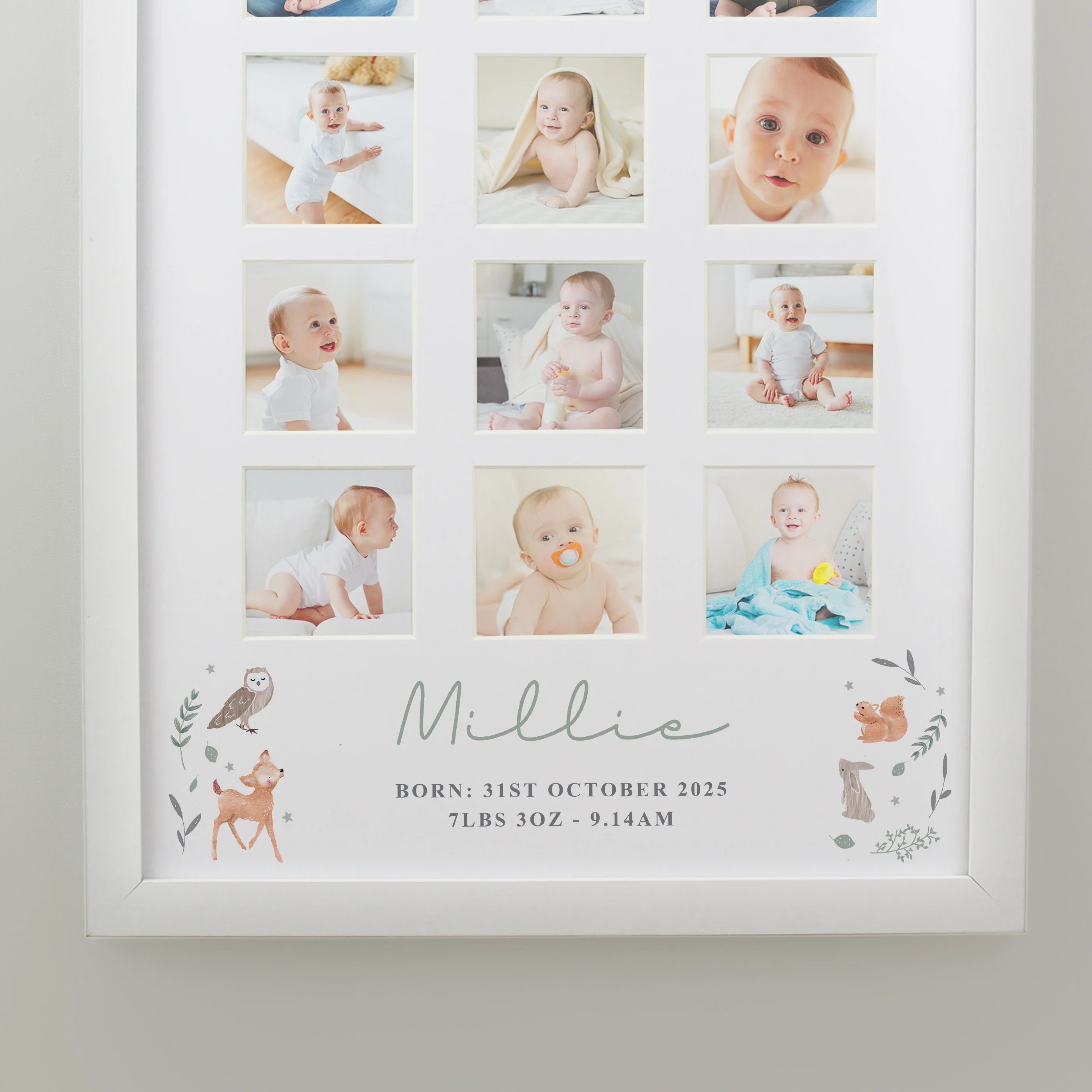 Personalised Woodland Animal White Multi Photo Frame - Image 6